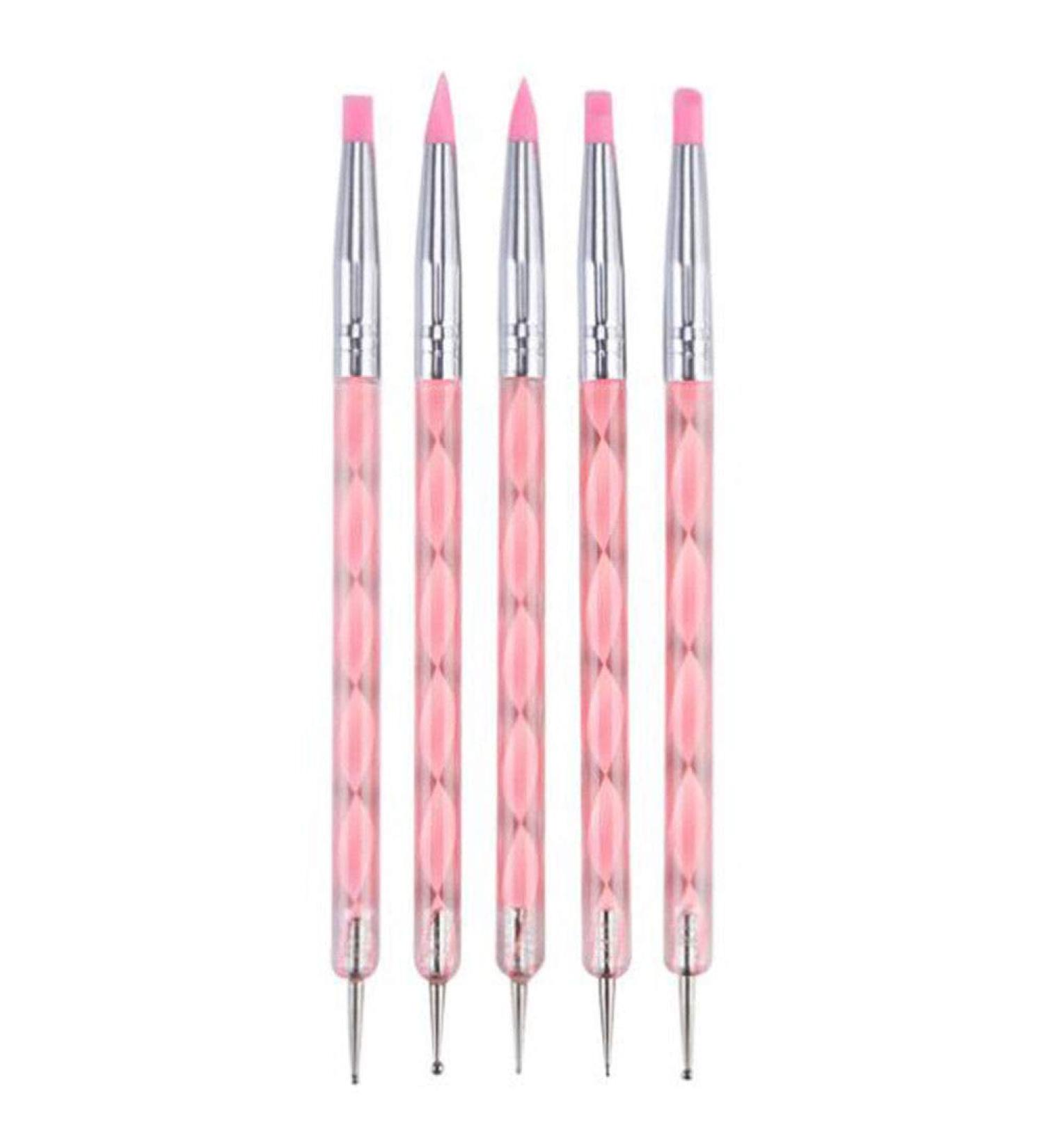 Nail Art Silicone Pens - Dual-Sided Brush Set (5 Pieces) for Creative Nail Design | International Shipping - Buy Online on GoSupps.com