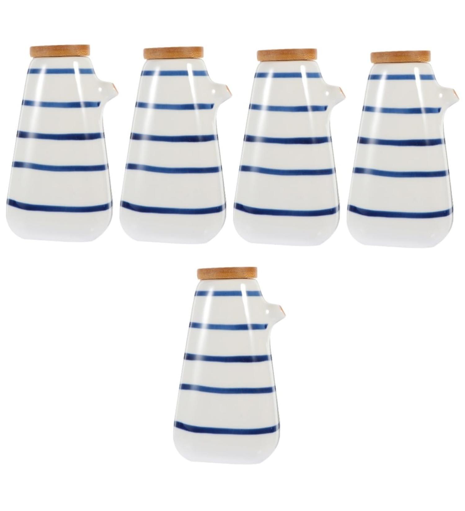 HOMSFOU 5pcs Kitchen Sauce Bottle Glass Ceramic Olive Oil Dispenser Oil Pot Can Containers with Lids Salad Oil Salad Dressing Container Seasoning Holder Condiment White Small Tools 13X7.5X4.3CMx5pcs Whitex5pcs - Buy Online on GoSupps.com