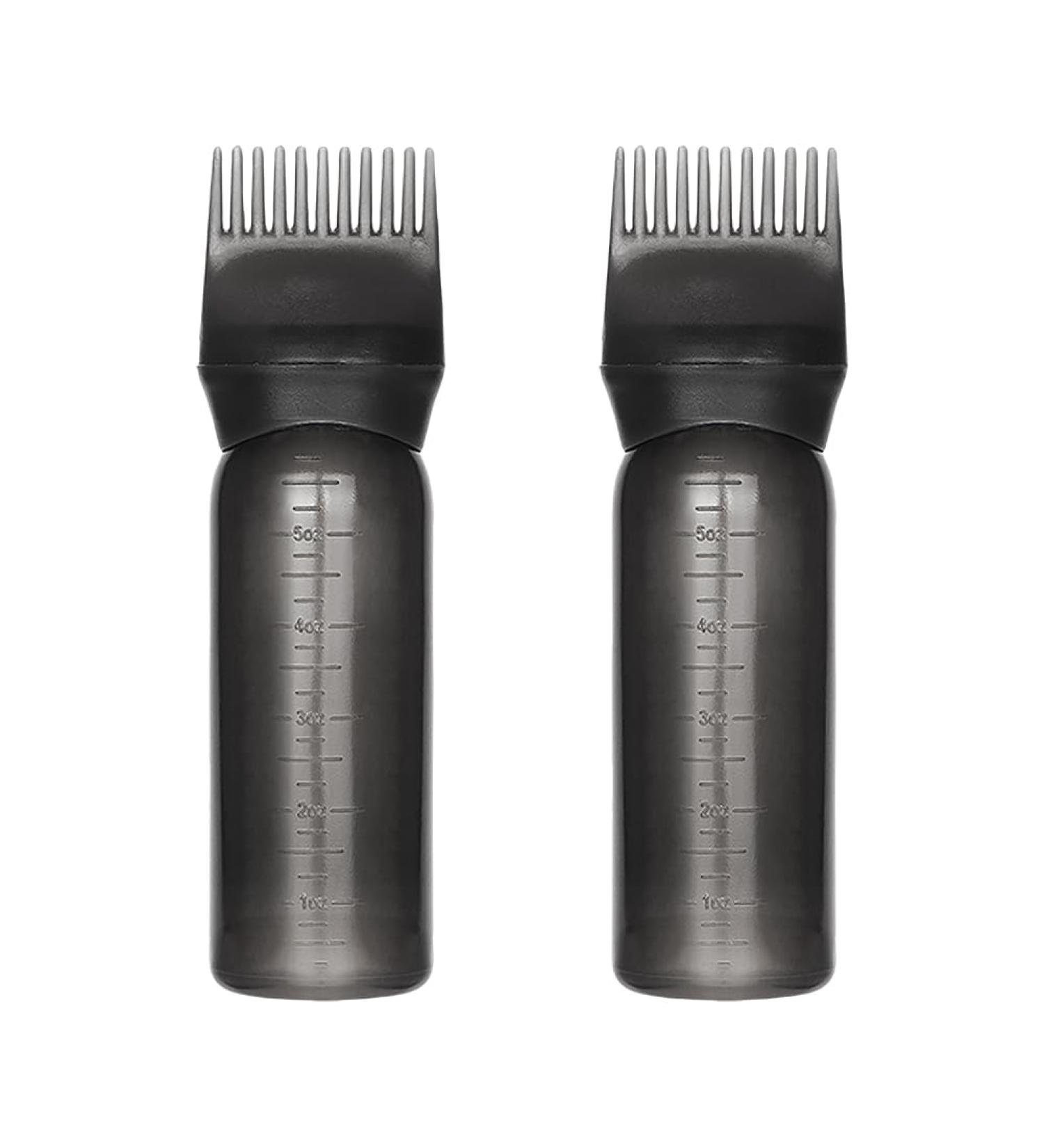JIHUOO 2 Pcs 6 Ounce Plastic Root Comb Applicator Bottle Hair Dye Color Comb Bottle Hair Oil Applicator Bottle Hair Dye Container Applicator Bottle with Graduated Scale Black - Buy Online on GoSupps.com