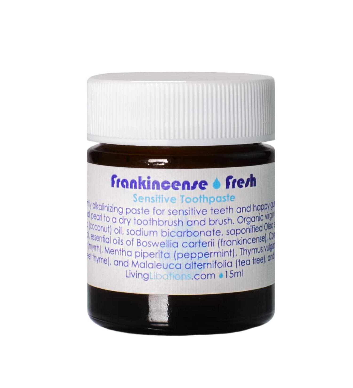 Living Libations - Organic/Wildcrafted Frankincense Fresh Sensitive Toothpaste (0.5 oz | 15 mL) 0.51 Fl Oz (Pack of 1)