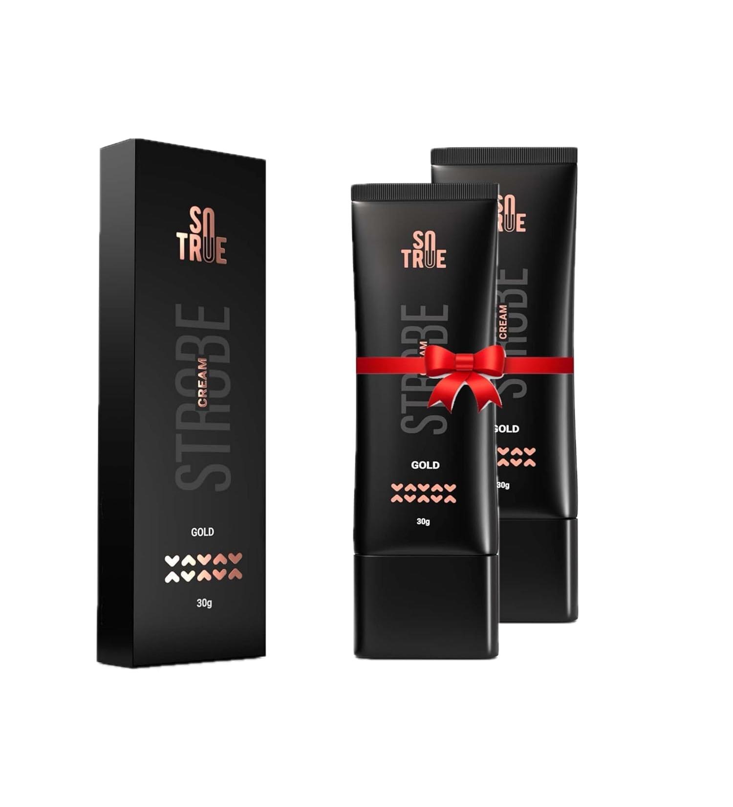 So True Strobe Cream Gold For Face Radiance Multipurpose Strobe Cream Dewy Glazed Instant Glow Highlighter For Face Boosts Hydration For All Skin Types 30g 1.05oz (Pack of 2) - Buy Online on GoSupps.com