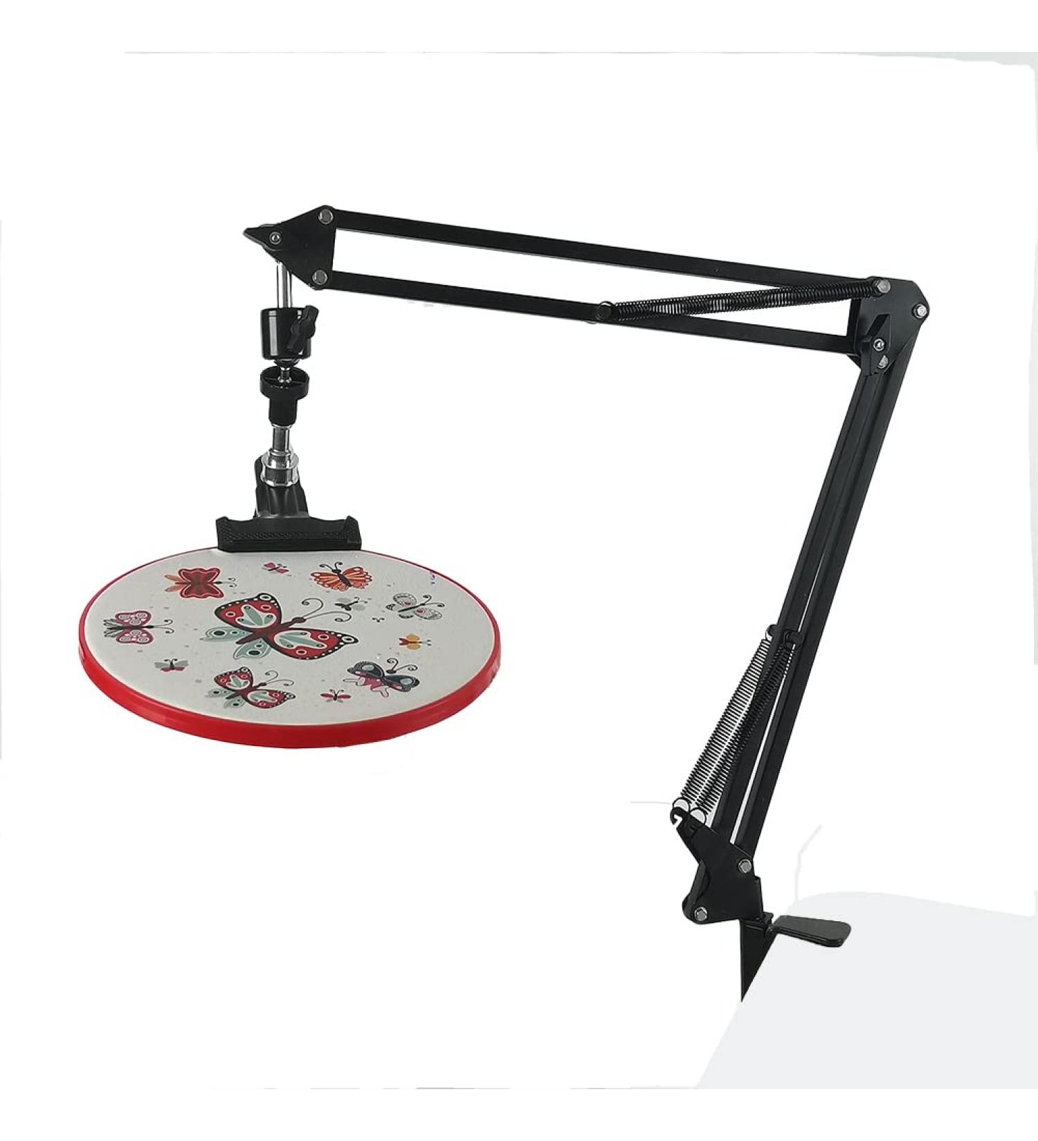 Adjustable Embroidery Hoop Holder Stand | Metal Folding Cross Stitch Stand with 360 Spin Knob | Phone Holder Compatible - Buy Online on GoSupps.com