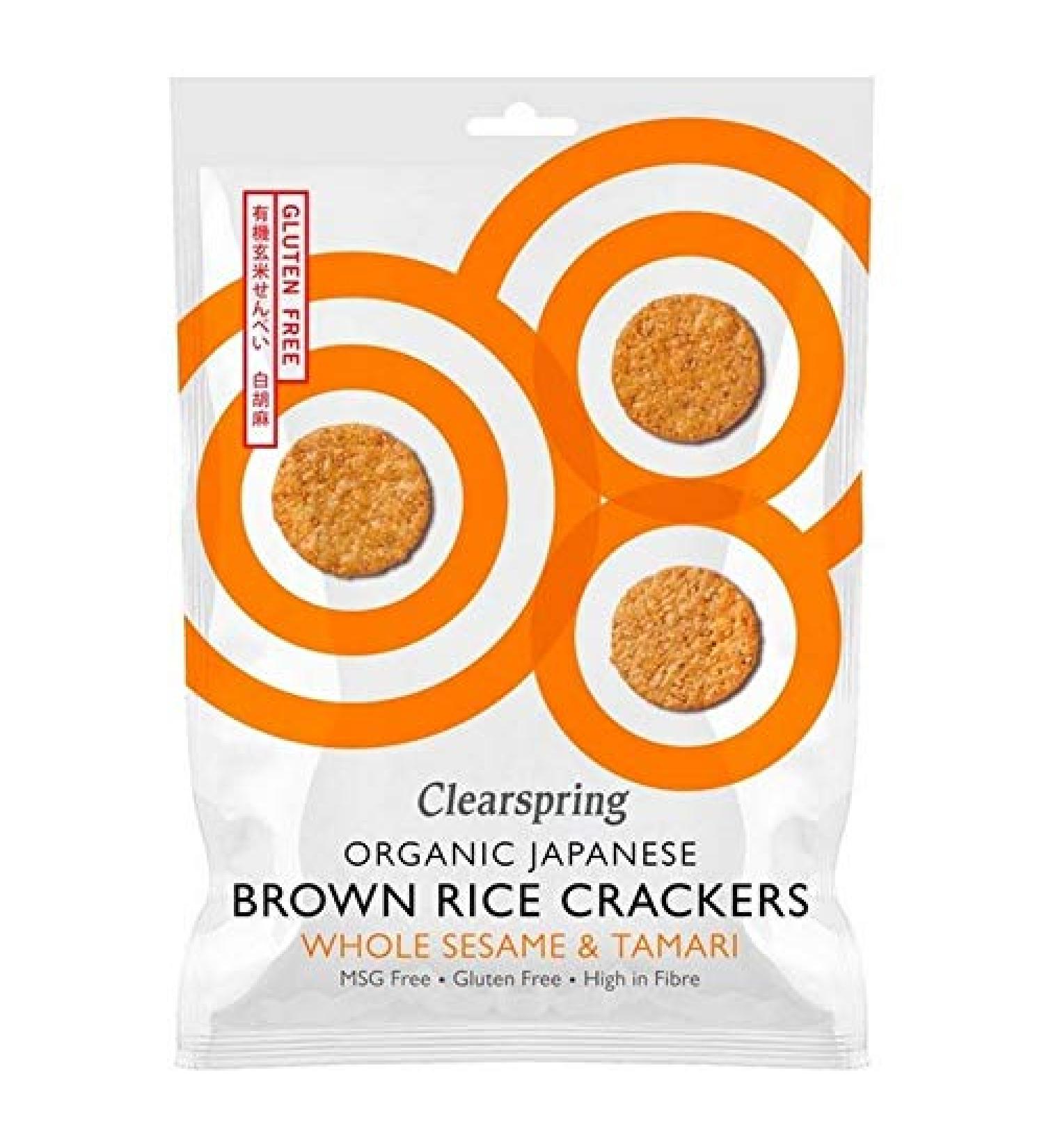 4x Clearspring All Organic Sesame Brown Rice Crackers 40G