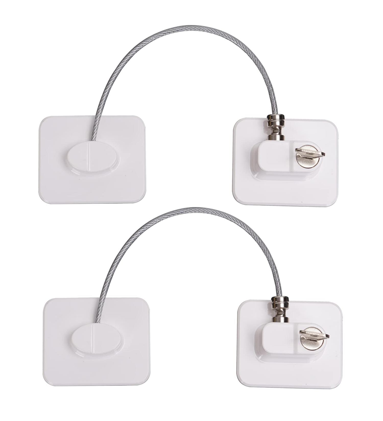 Flyamapirite Child Safety Locks - 2 Self-Adhesive Refrigerator Door Locks with Key Cables for Secure Freezing Cabinets - Buy Online on GoSupps.com