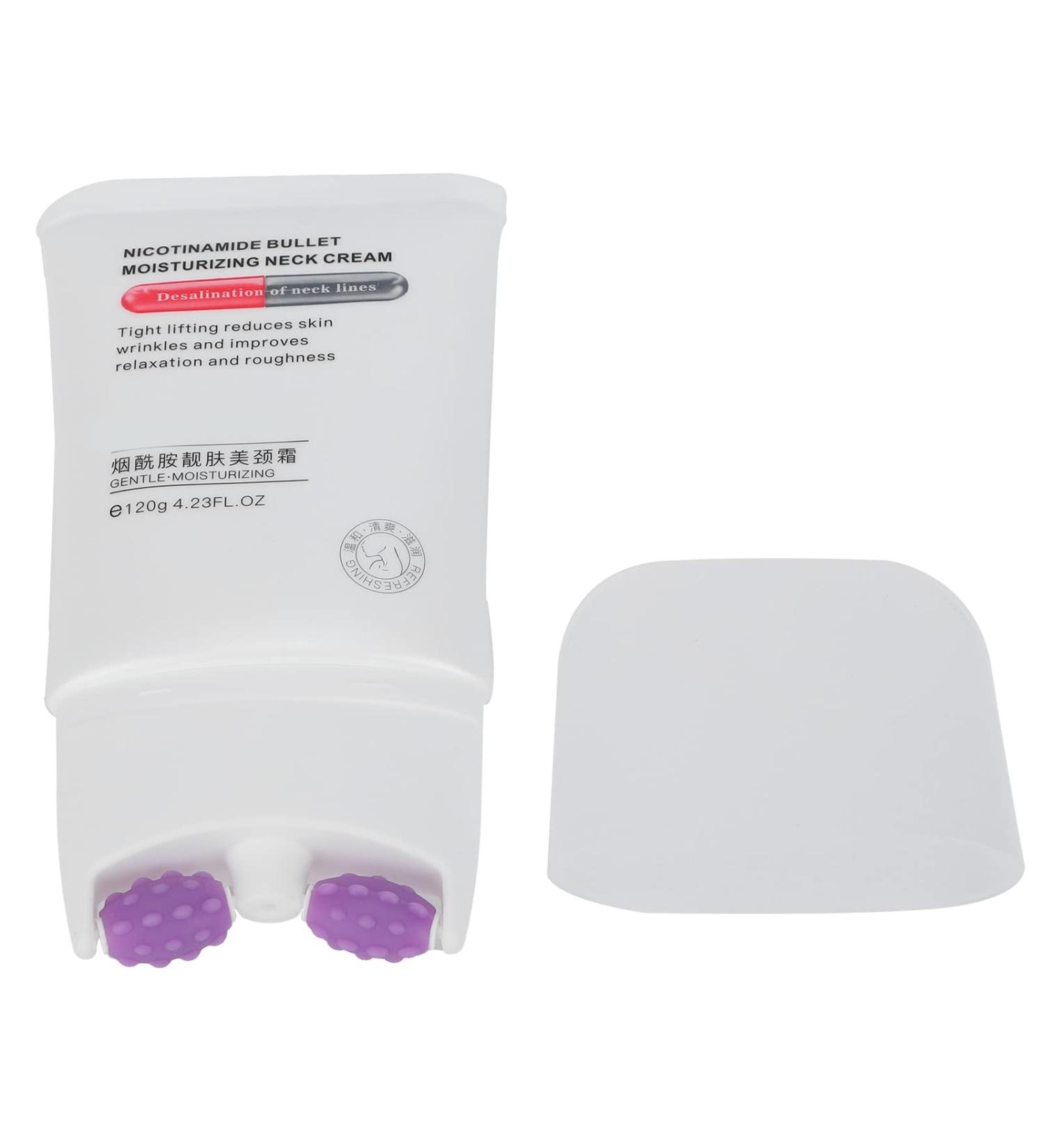 Neck Firming Cream with Nicotinamide & Roll Massager - 120ml Anti-Aging Neck Lifting & Care Cream for Fold Removal - Buy Online on GoSupps.com