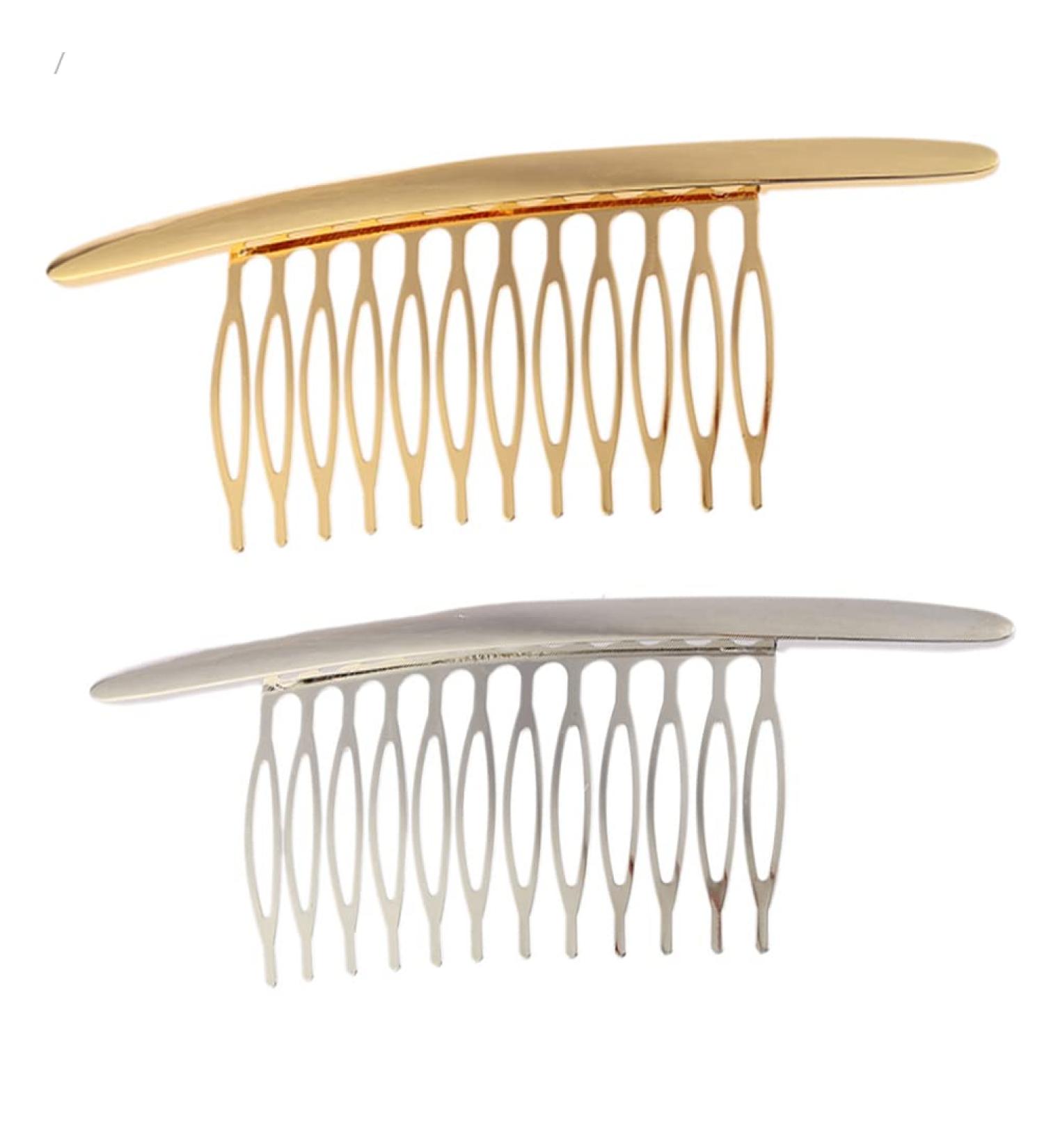 QUUPY Hair Comb 4.3 - Alloy Curved Teeth Hair Clip for Women | 2 Pack (Gold & Silver) - Premium Hair Accessory for Effortless Styling - Buy Online on GoSupps.com
