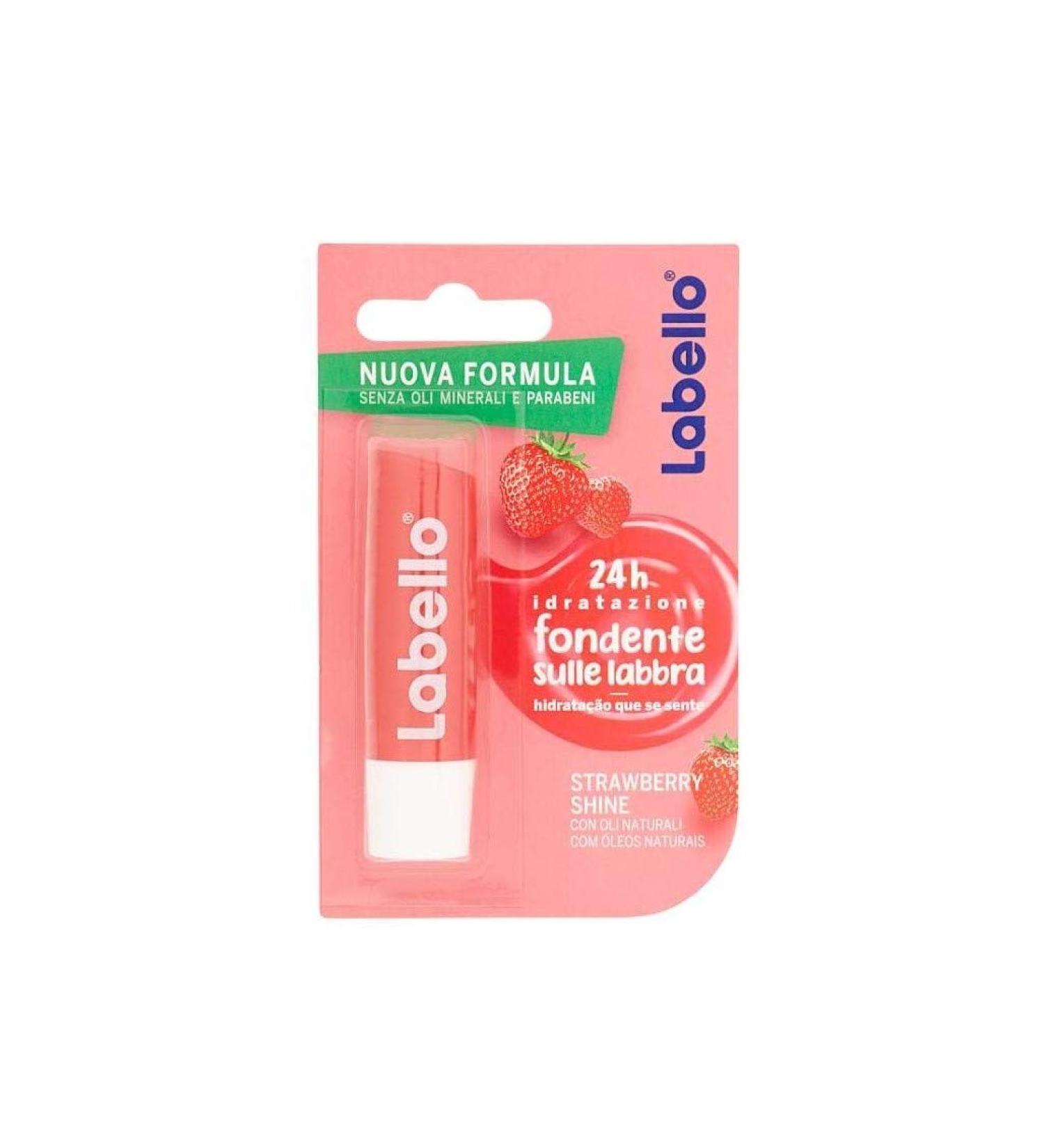 Labello Strawberry Shine Lip Balm 4.8g - Nourishing & Colorful Moisturizer with Natural Ingredients | 24-Hour Hydration - Buy Online on GoSupps.com