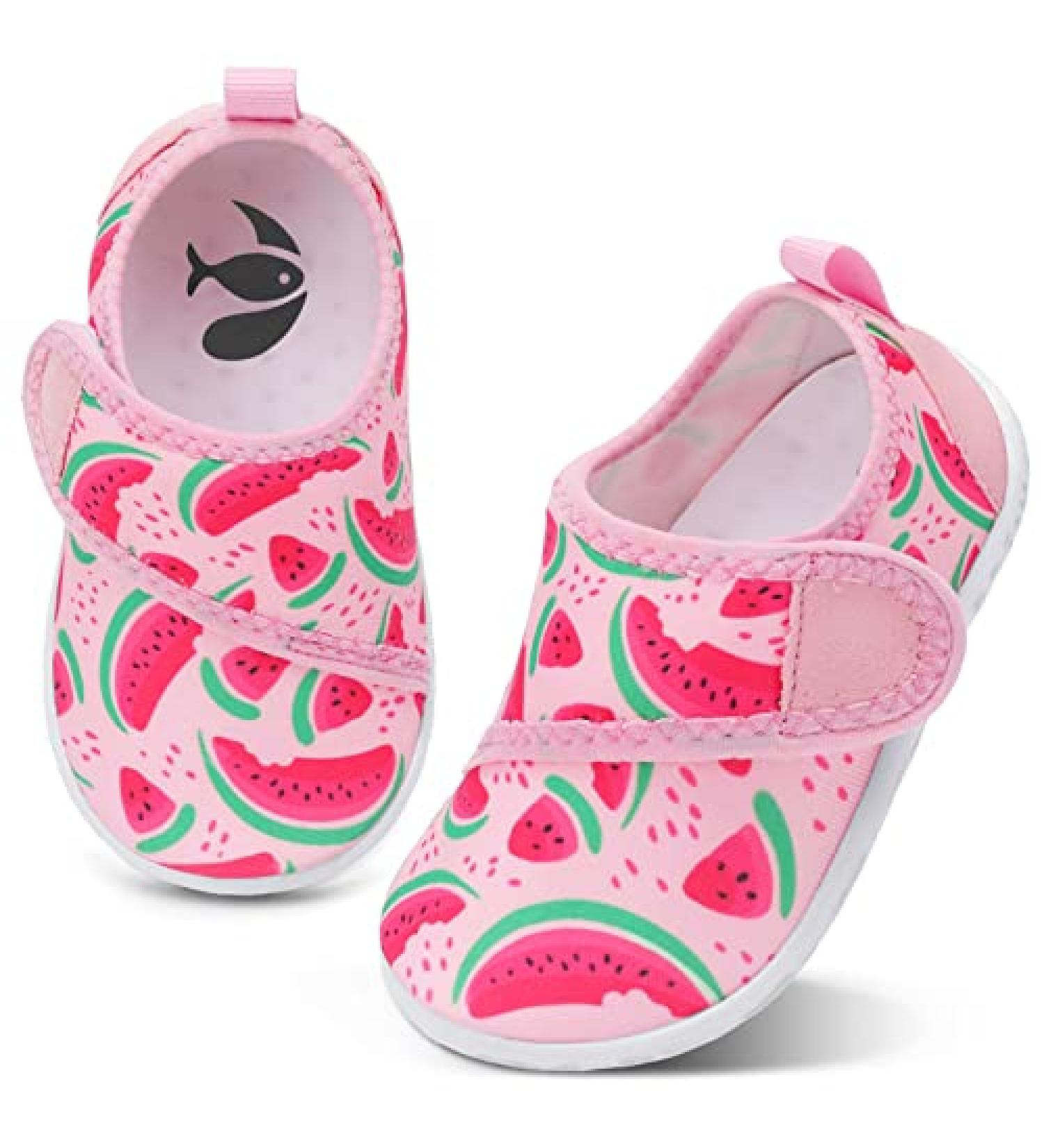 Kids Toddler Water Shoes - Pink Watermelon Aqua Socks for Girls & Boys | Quick Dry, Non-Slip, Breathable Swim Shoes - Buy Online on GoSupps.com