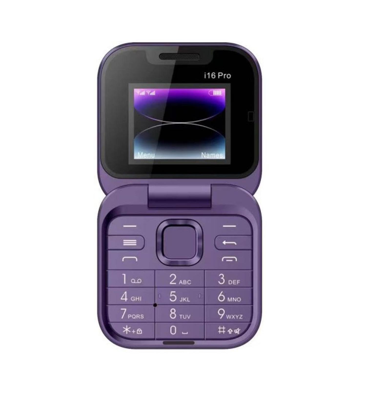 JHIALG Mini Flip Mobile Phone - FM Radio Voice Blacklist Vibration 2SIM for Elderly - Compact Foldable Design in Purple - Buy Online on GoSupps.com