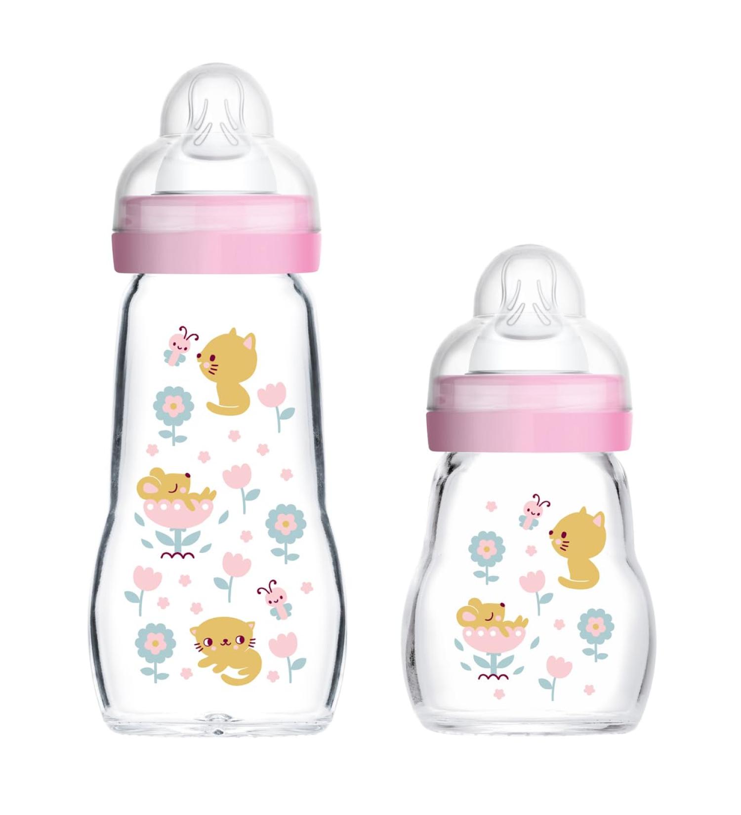 MAM Baby Glass Bottles 2-Pack - Feel Good from Birth (170ml & 260ml) - Rose | International Shipping Available - Buy Online on GoSupps.com