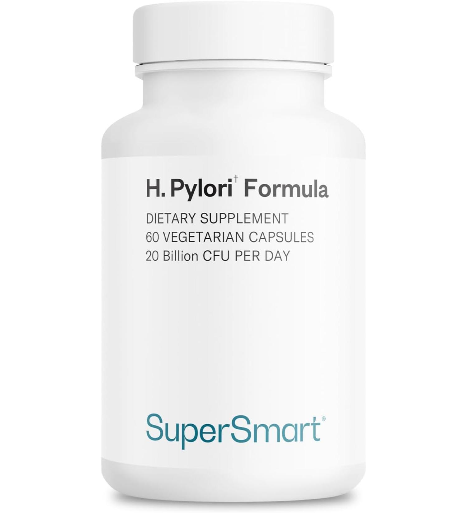 Supersmart H. Pylori Fight Natural Treatment 20 Billion CFU per Day - 60 Vegetarian Capsules - Buy Online on GoSupps.com