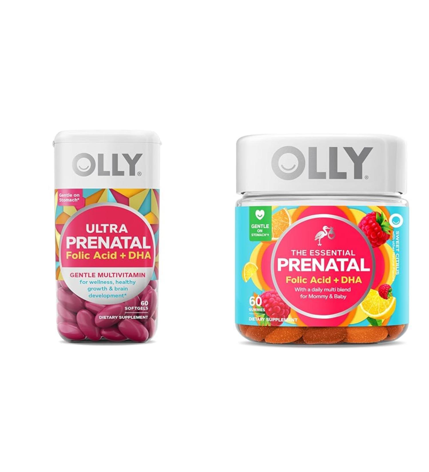 OLLY Ultra Strength Prenatal Multivitamin Softgels Supports Healthy Growth Brain Development & The Essential Prenatal Gummy Multivitamin 30 Day Supply (Gummies) Sweet Folic Acid - Buy Online on GoSupps.com