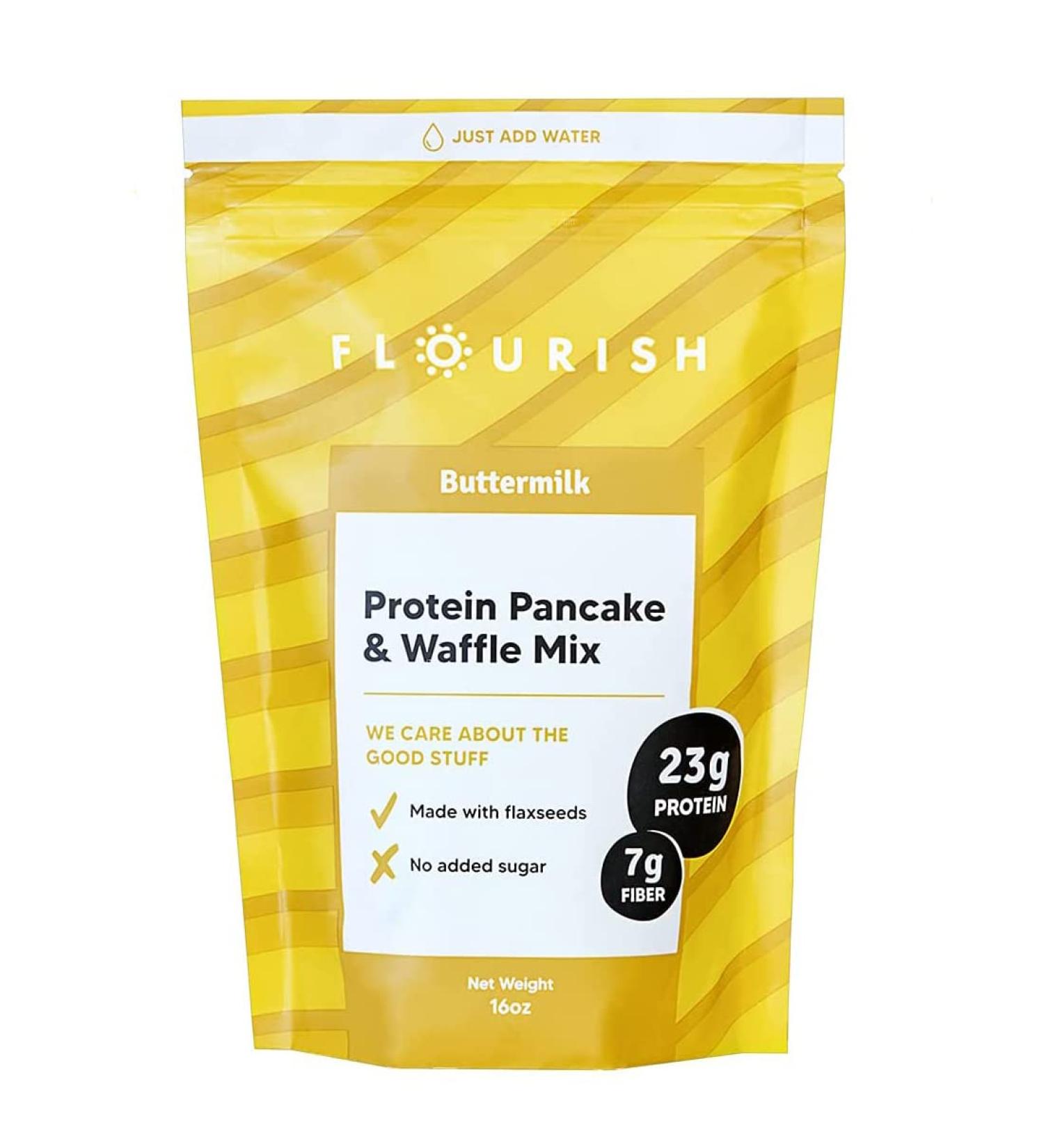 Flourish Protein Pancake & Waffle Mix | Non-GMO High Protein & Fiber Just Add Water - 16oz - Buy Online on GoSupps.com