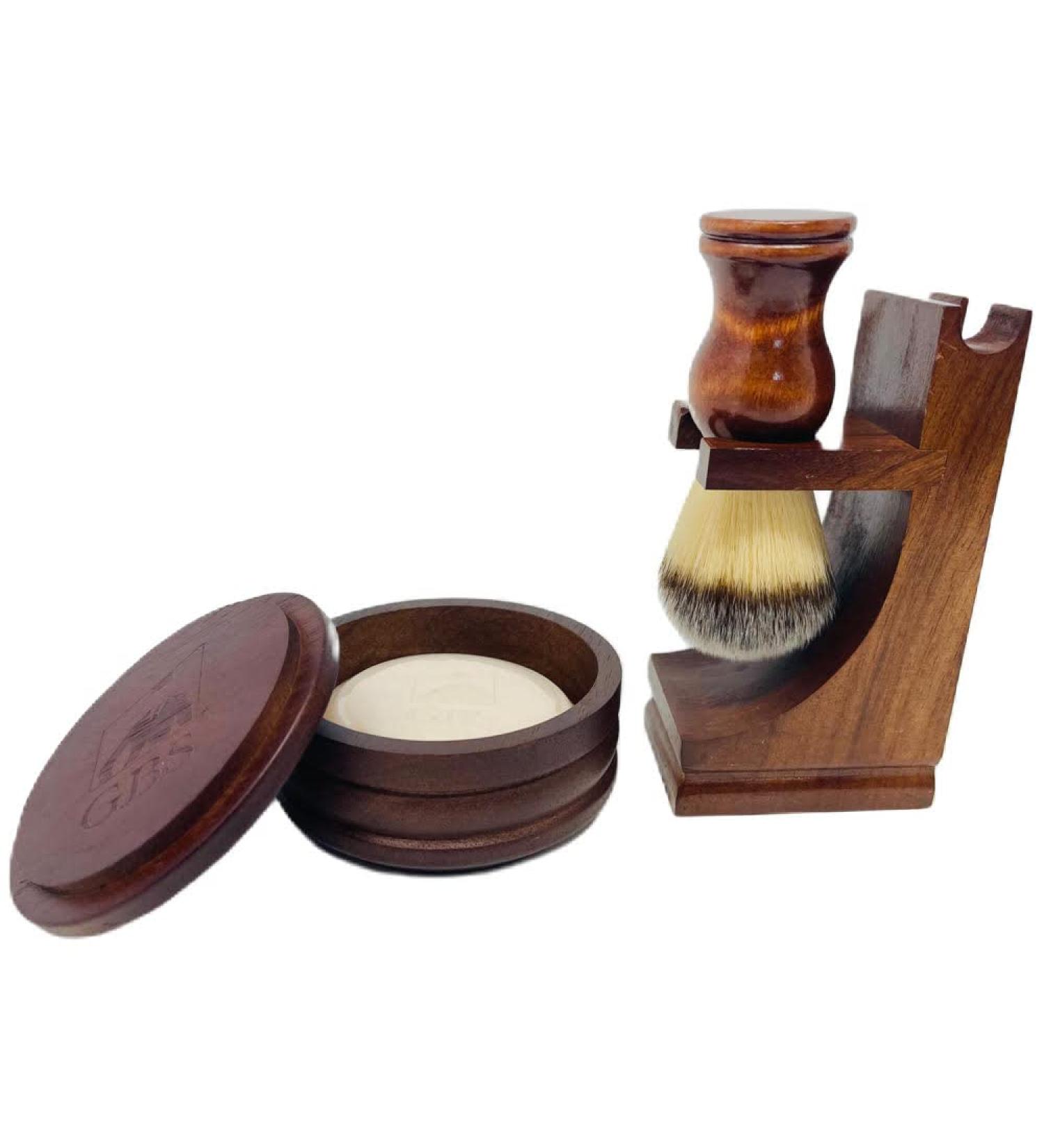 G.B.S Men's Classic Wooden Shaving Set | Brush & Stand | 3.5" Soap Bowl | International Shipping - Buy Online on GoSupps.com