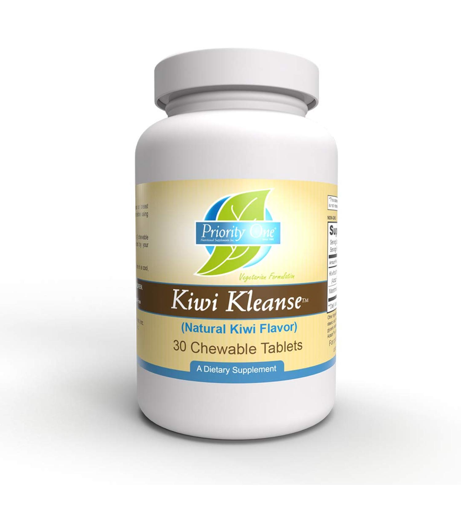 Priority One Vitamins Kiwi Kleanse 30 Chewable Tablets - Easy to Administer Relief for Occasional Constipation.* Clinical Strength - Buy Online on GoSupps.com