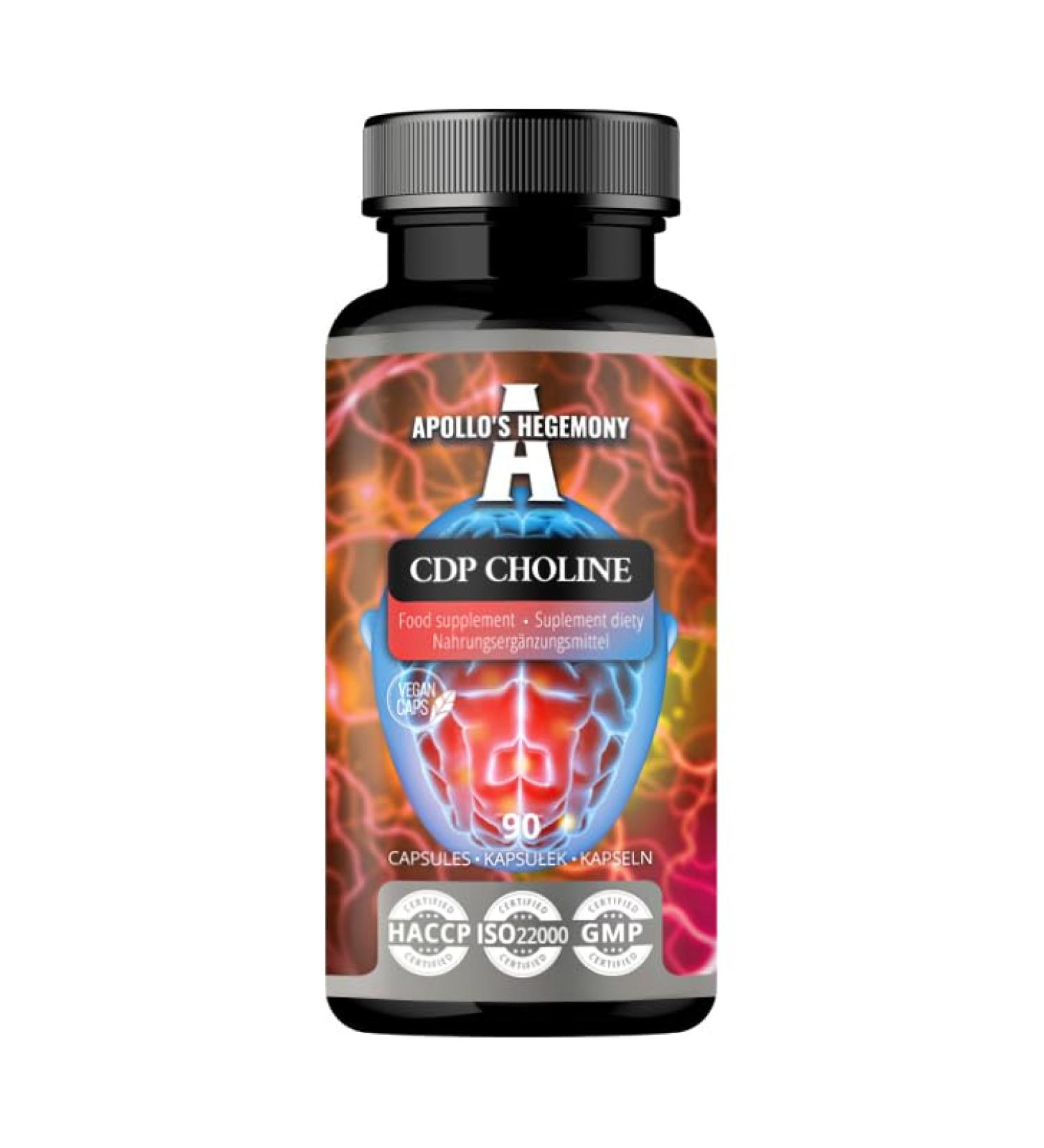 CDP Choline 300 mg - Citicoline 90 g lules v g taliennes - Choline lipidique - Suppl ment nootropique puissant pour am liorer la m moire et la concentration - par Apollo's Hegemony