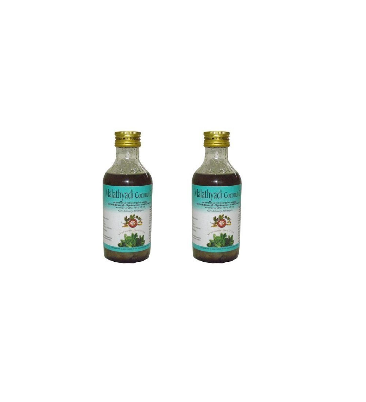 The Arya Vaidya Pharmacy AVP Malathyadi huile de coco 200ml (Lot de 2)