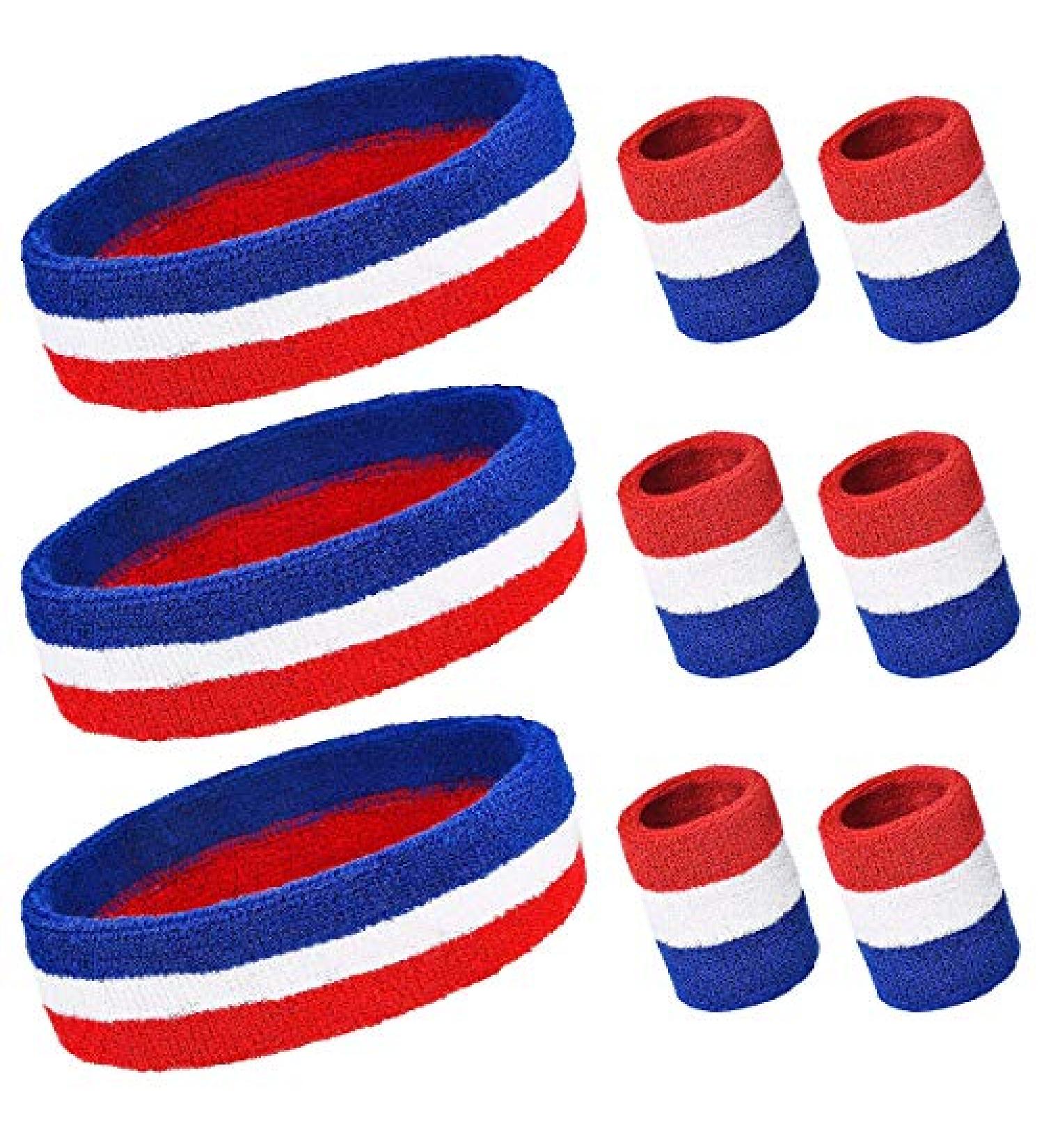 PAMASE American Flag Striped Sweatbands Set - 3 Pack for Tennis & Athletic Men and Women - Buy Online on GoSupps.com