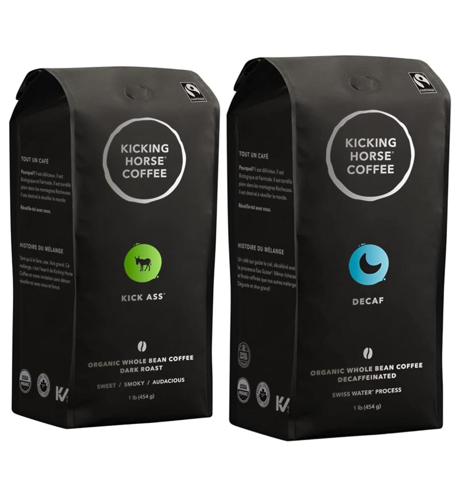 Kicking Horse Coffee KICK Ass Dark Roast Whole Bean 1 lb (Pack Of 6) - Certified Organic Fairtrade Kosher & Decaf Swiss Water Process Dark Roast Whole Bean 1 lb - Certified Organic - Buy Online on GoSupps.com