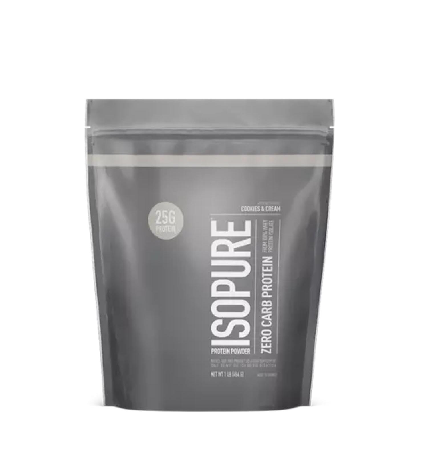 Isolate Pure Iso Pure Zero Carb Protein Powder | From 100% Whey Protein Isolate | 25g Protein 110 Calories 0g Carbs | Lactose Free Sugar Free Gluten Free Added Vitamins & Minerals | 15 Servings 1LB (Cookies & Cream) Cookies & Cream 454 g (Pack of 1) - Buy Online on GoSupps.com