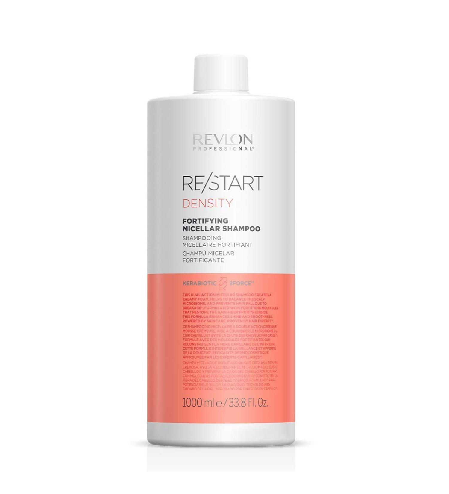 REVLON PROFESSIONAL RESTART Fortifying Shampoo 1000 ml strengthening shampoo for fine hair help and protection against hair loss due to hair breakage care product gives weak hair new strength - Buy Online on GoSupps.com