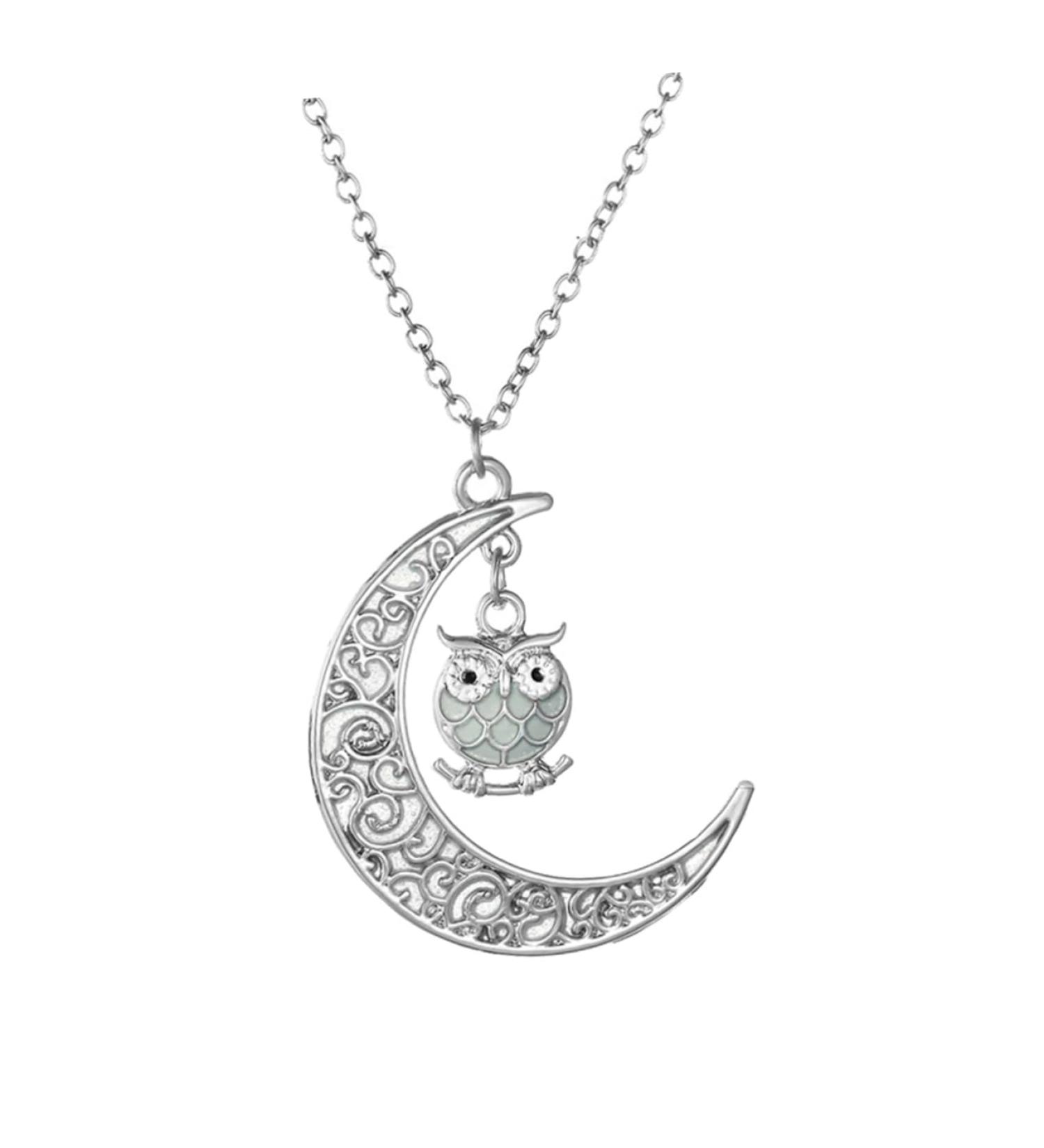 jojofuny Moon Necklace Moon Pendant Necklace Owl Pendant Necklace Owl European and American Decorate Light Blue 50*3.5cm - Buy Online on GoSupps.com