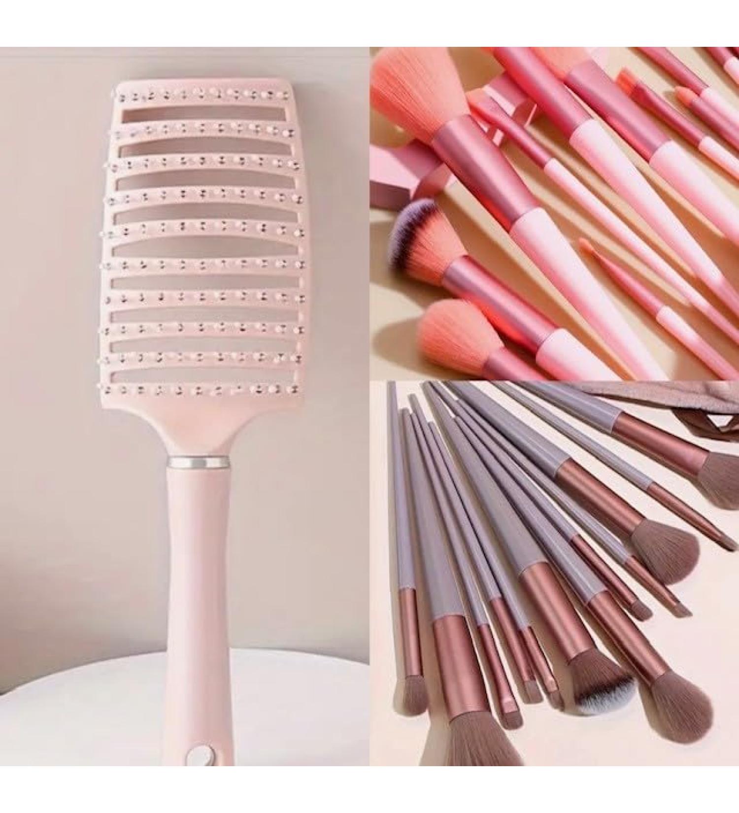 makeup brush set 13 piece & detangle hair brush perfect for a gift stocking filler girls gift or christmas or treat your self! Mocha - Buy Online on GoSupps.com