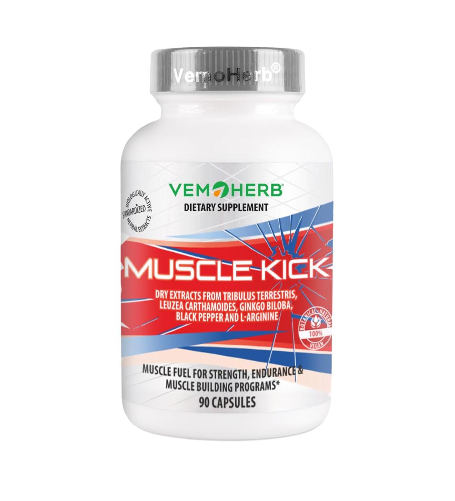Muscle Kick - Beta Ecdysteron & Bulgarian Tribulus 50:1 Extract | Natural Anabolic for Muscle Building Energy & Power - 90 Capsules - Buy Online on GoSupps.com