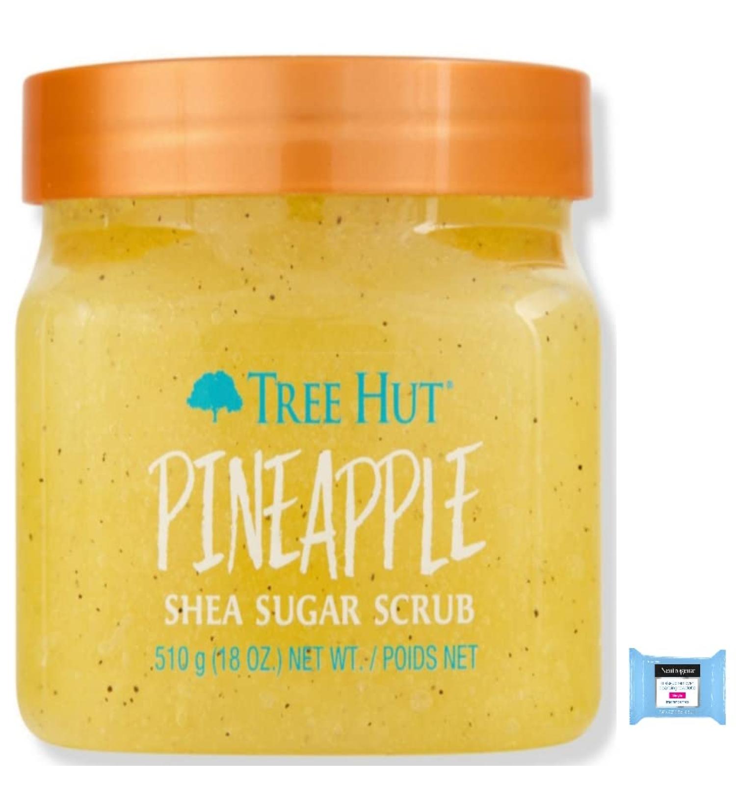 Tree Hut Pineapple Shea Sugar Body Scrub 18oz + Fragrance-Free Makeup Remover Towelette - Buy Online on GoSupps.com