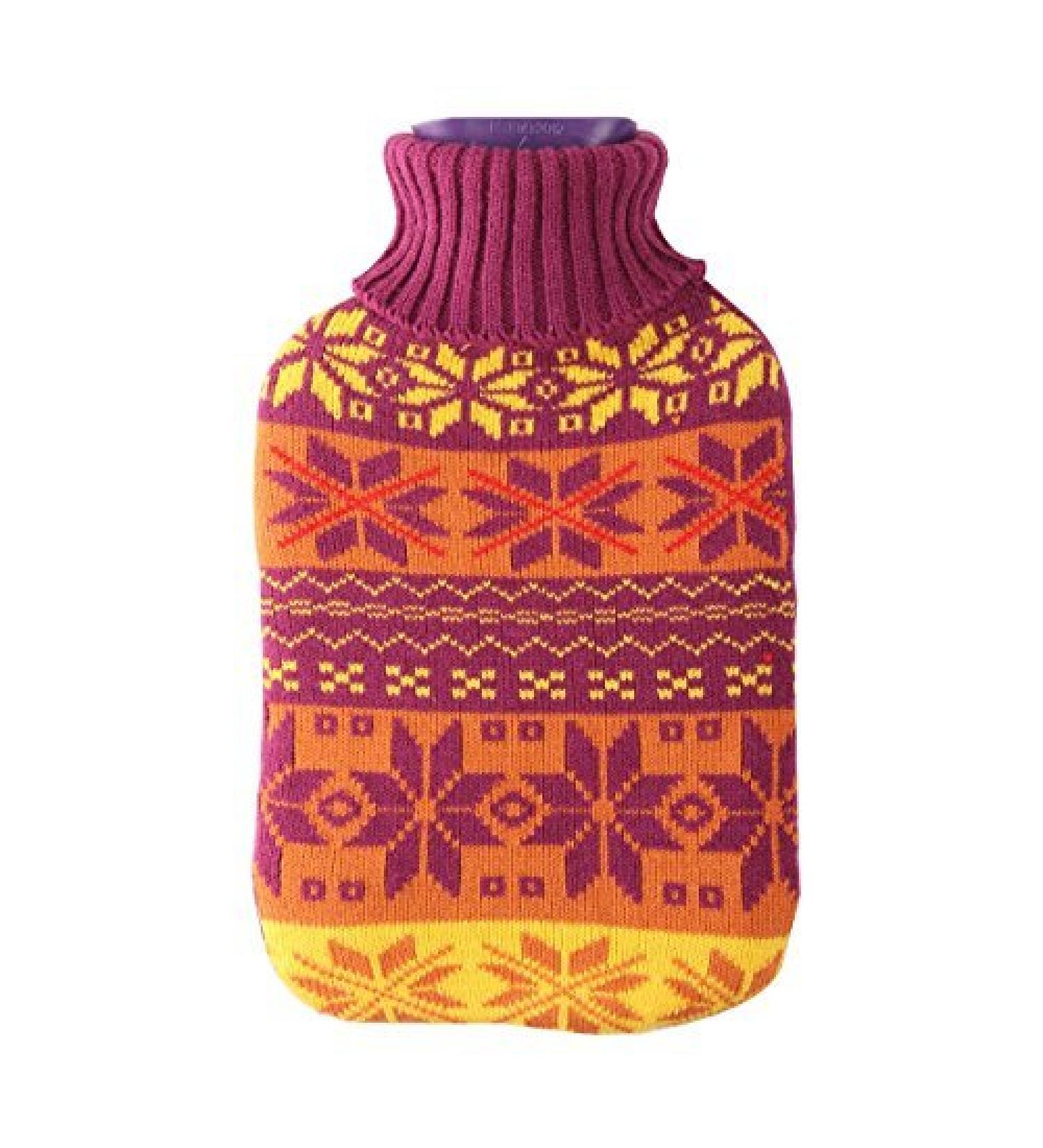 Large 2 Liter Soft Cute Hot Water Bottle Knit Cover - ONLY Cover (2 L, Snowflake)