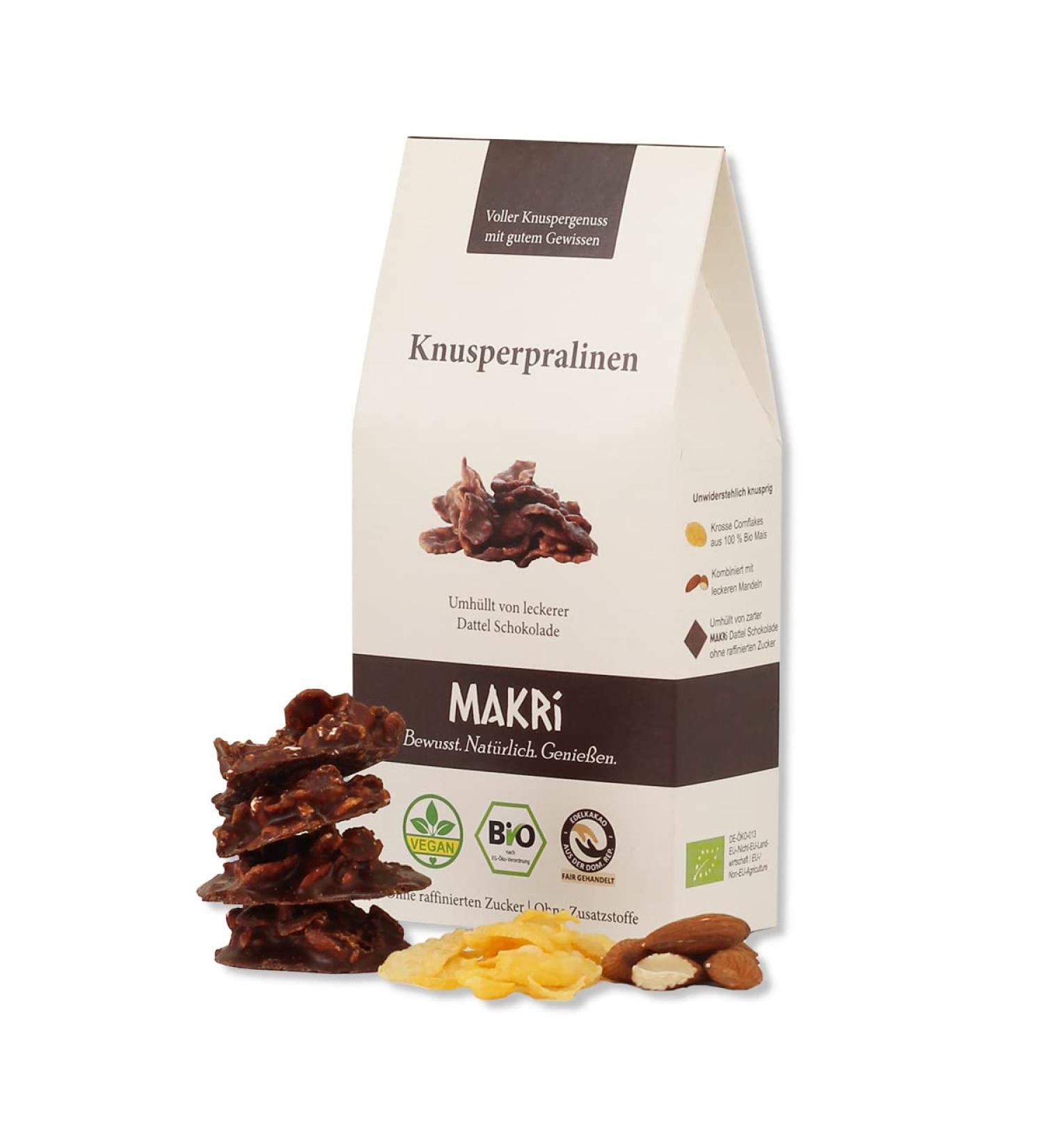 Buy MAKRi Organic Crunchy Pralines - Vegan Chocolate Krossies No Refined Sugar Fair Trade (1 pc) - International Shipping Available - Buy Online on GoSupps.com