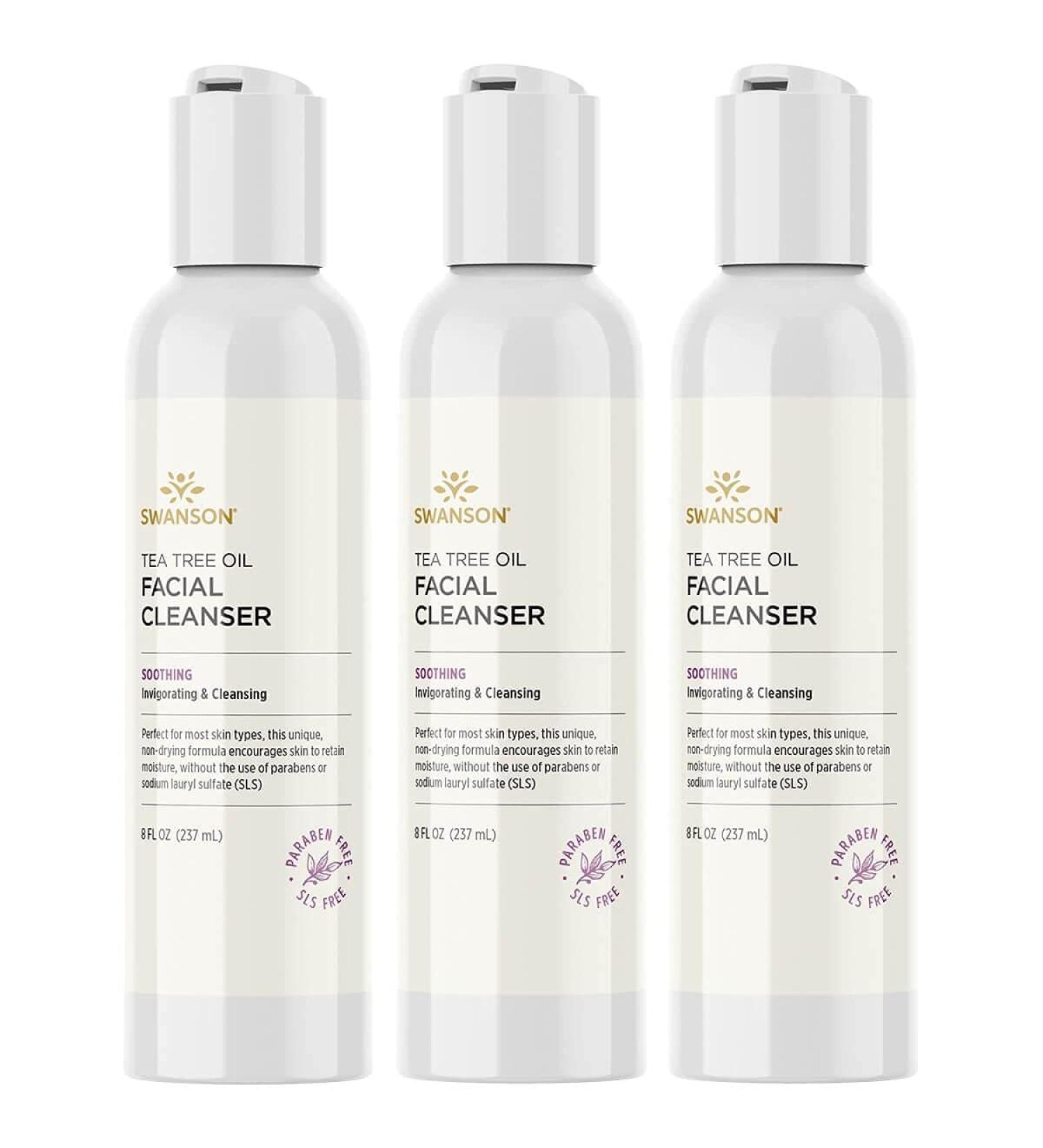 Swanson Tea Tree Oil Facial Cleanser - 8 fl oz (3 Pack) | Best International Shipping - Clear Skin Solution - Buy Online on GoSupps.com