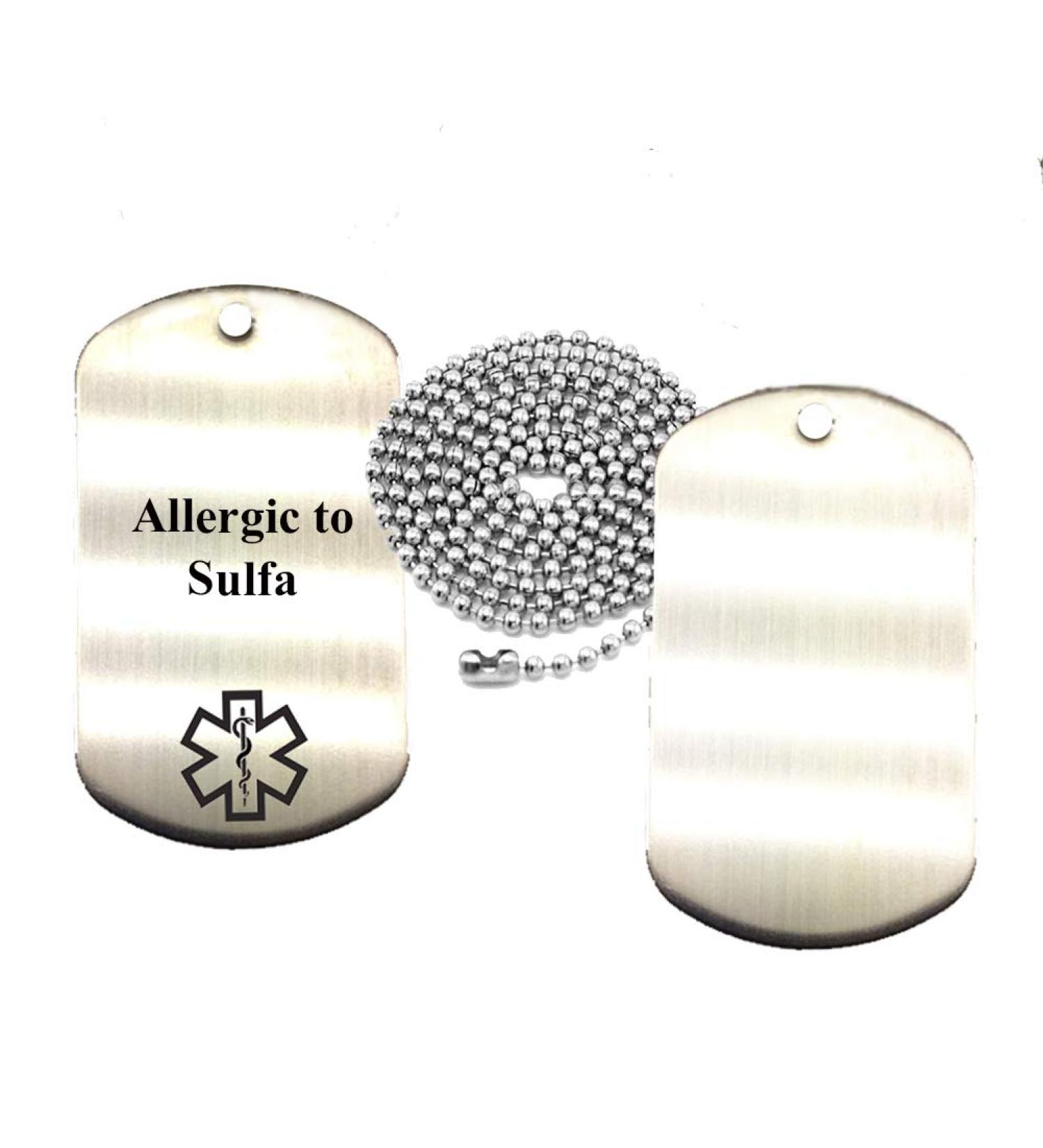 Allergic to Sulfa Medical Alert ID Dog Tag Pendant - Durable Stainless Steel for Safety - Buy Online on GoSupps.com