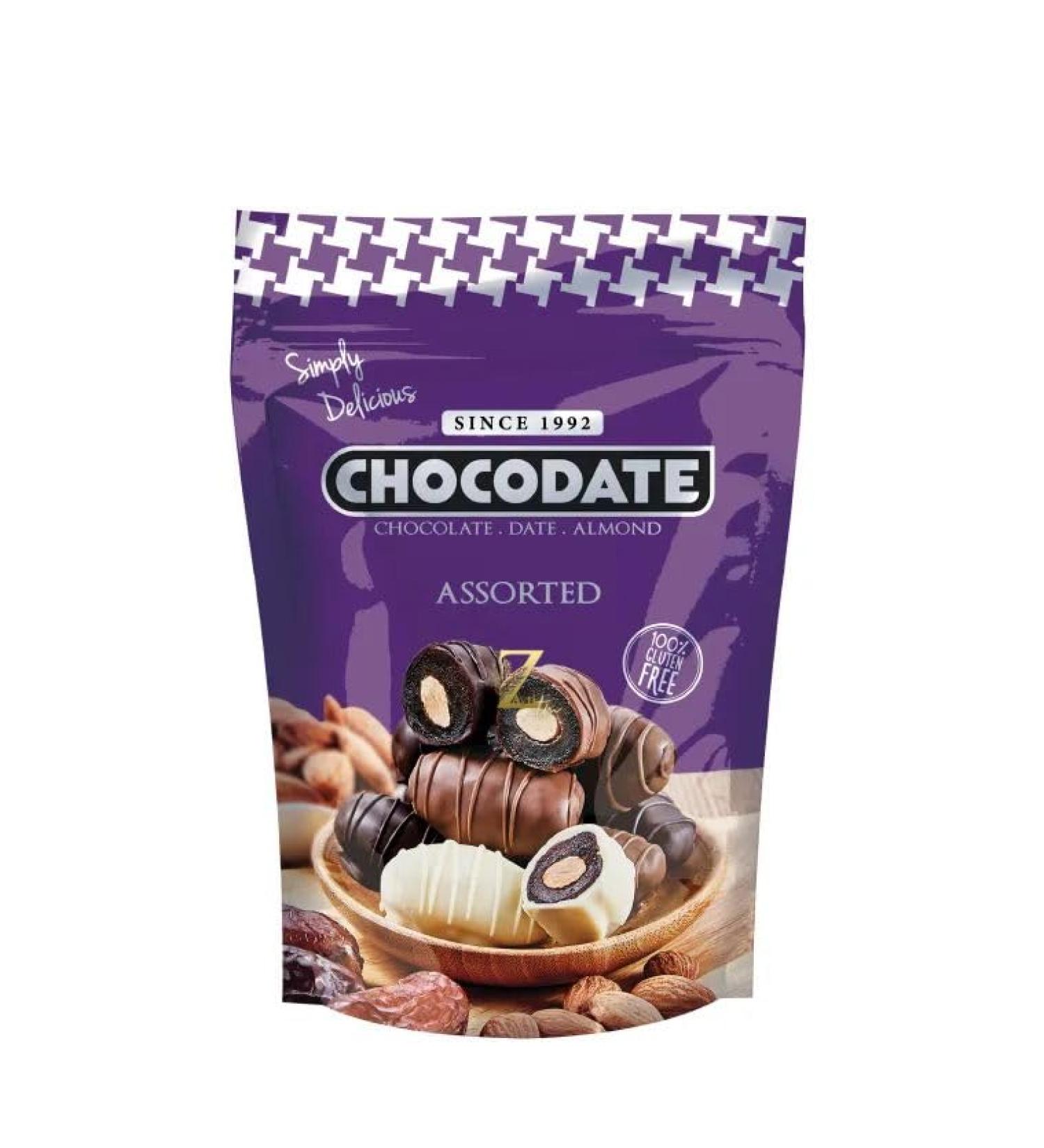 Dates Stuffed with Almonds and Coated with Chocolate | Individual Pack of 100g (100g Assortment) - Buy Online on GoSupps.com
