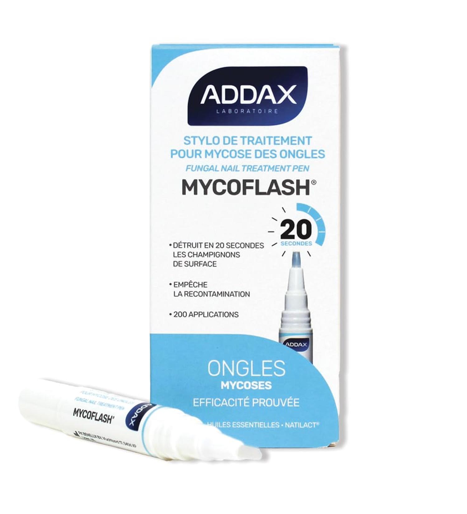 ADDAX - MYCOFLASH - Stylo de traitement pour mycoses des ongles - Action Rapide 20s* - Antifongique Ongles Pieds & Mains - 5ml - Recommand par les podologues - Buy Online on GoSupps.com