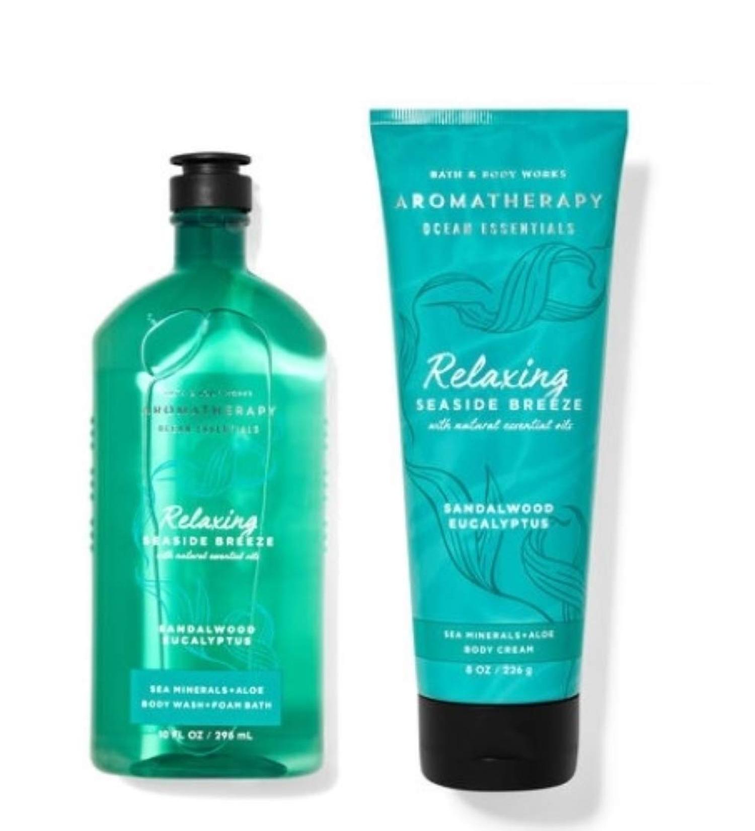 Bath and Body Works Aromatherapy Ocean Essentials Sandalwood Eucalyptus Duo - Body Cream and Wash - Buy Online on GoSupps.com