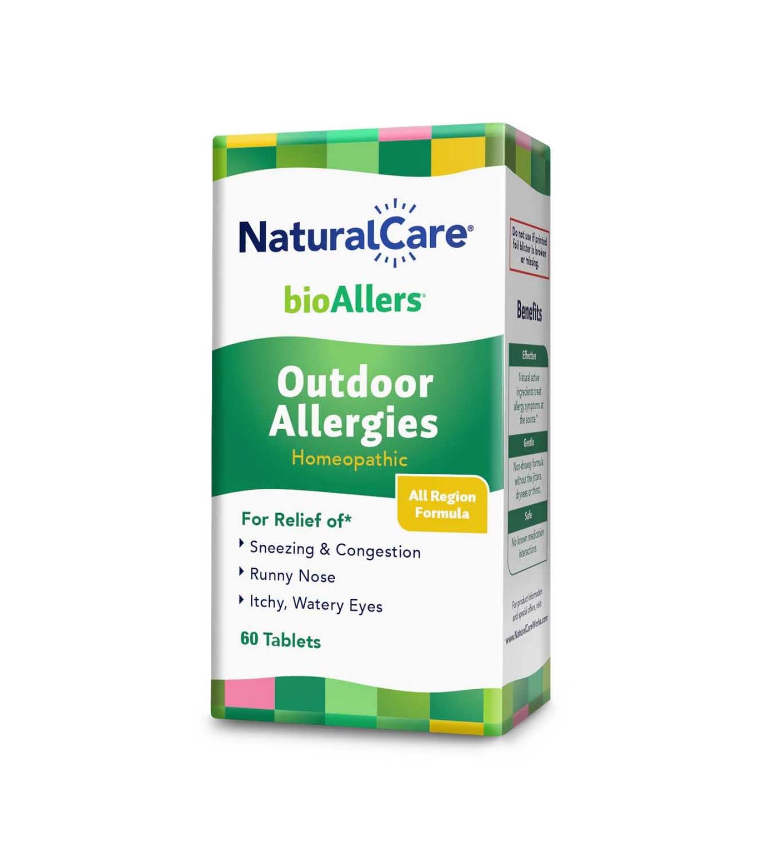 NaturalCare Outdoor Allergies Homeopathic Tablets by bioAllers 60ct | May Provide Support Through Sinus Congestion Sneezing & Runny Nose Itchy Watery Eyes 60 Count (Pack of 1) - Buy Online on GoSupps.com