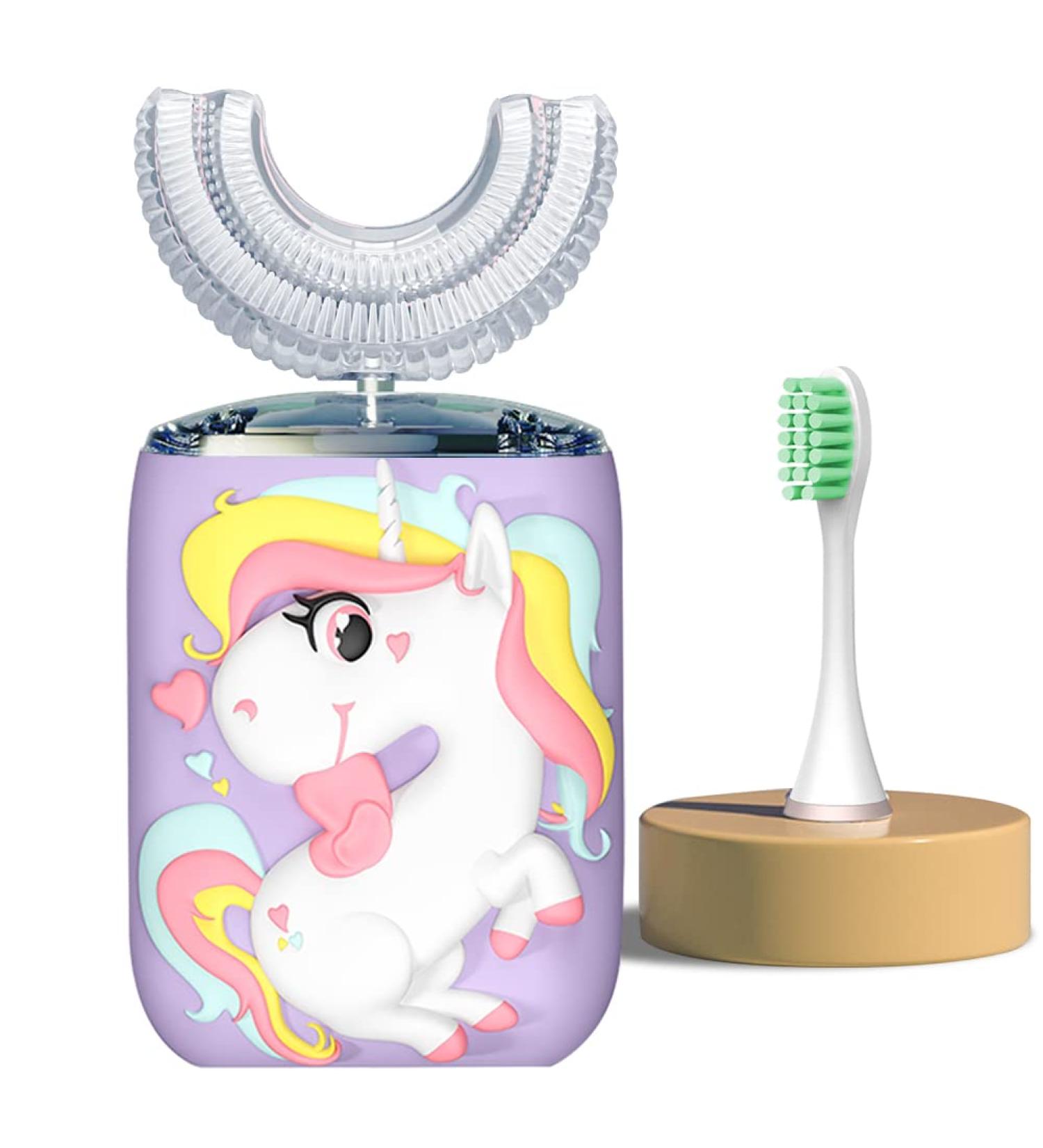 Kids Ultrasonic Electric Toothbrush - 6 Gear Speed Mode, IPX7 Waterproof, U-Shaped Design - Purple, for 2-7 Years Old - Automatic 360 Oral Cleaning - Buy Online on GoSupps.com