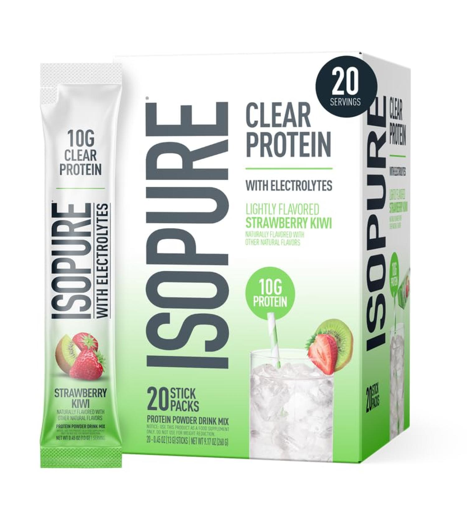 Isopure Clear Protein Stick Pack Strawberry Kiwi 20 Count (Pack of 1) Clear Protein Stick Packs Strawberry Kiwi 1.25 Pound (Pack of 1) - Buy Online on GoSupps.com