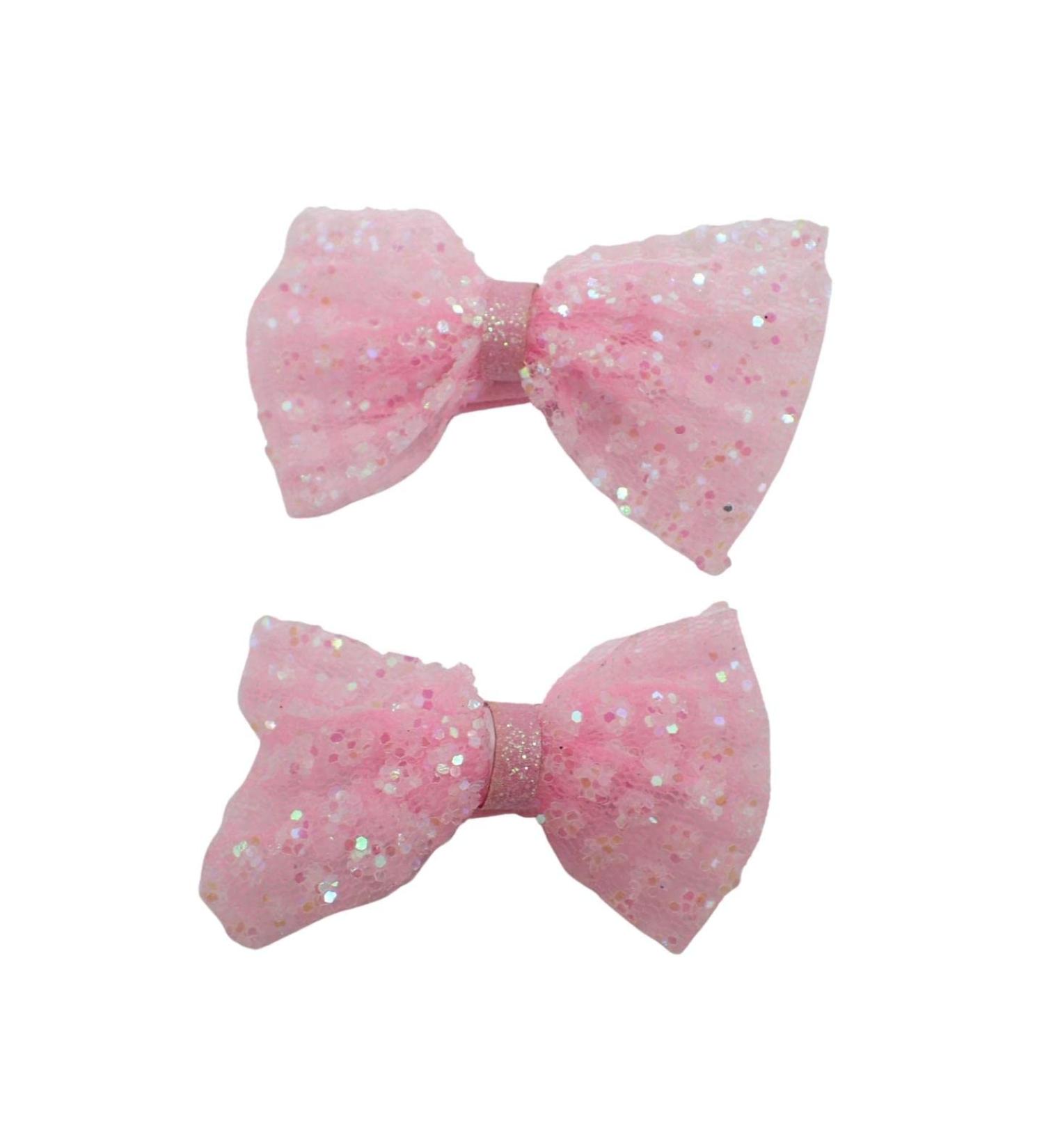 Topkids Accessories 2pc Hair Bows Set Stylish Fashion Cute Bow Hair Clips Alligator Beak Bow Hair Slides Party Festival Hair Accessories Girls Children's Women's Wedding (Pink Glitter) - Buy Online on GoSupps.com