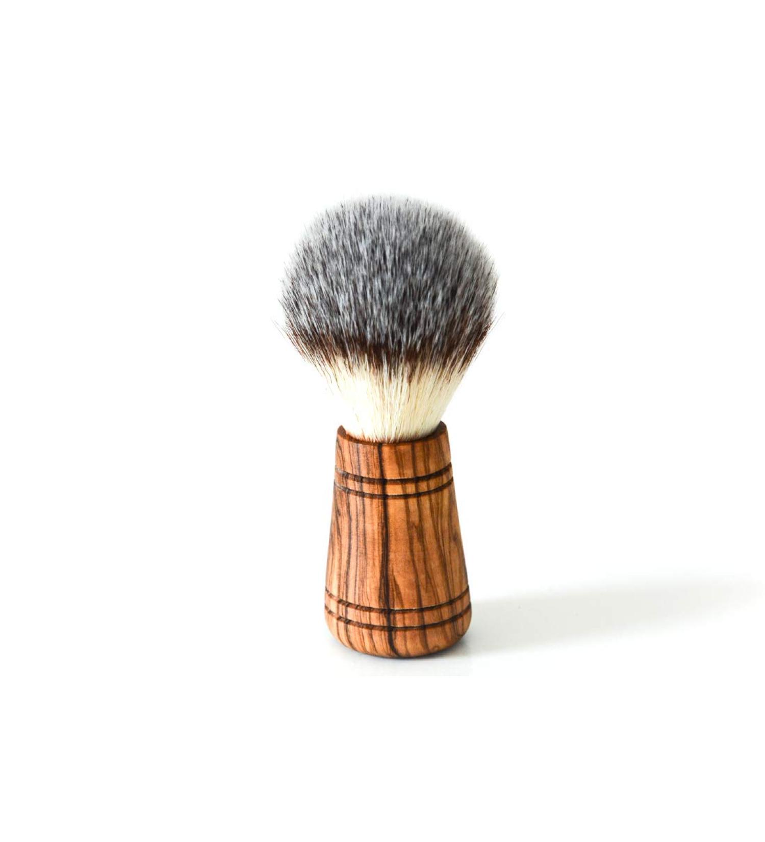 DOM Sir George Vegan Shaving Brush - Synthetic Hair with Olive Wood Handle | Eco-Friendly Grooming - Buy Online on GoSupps.com