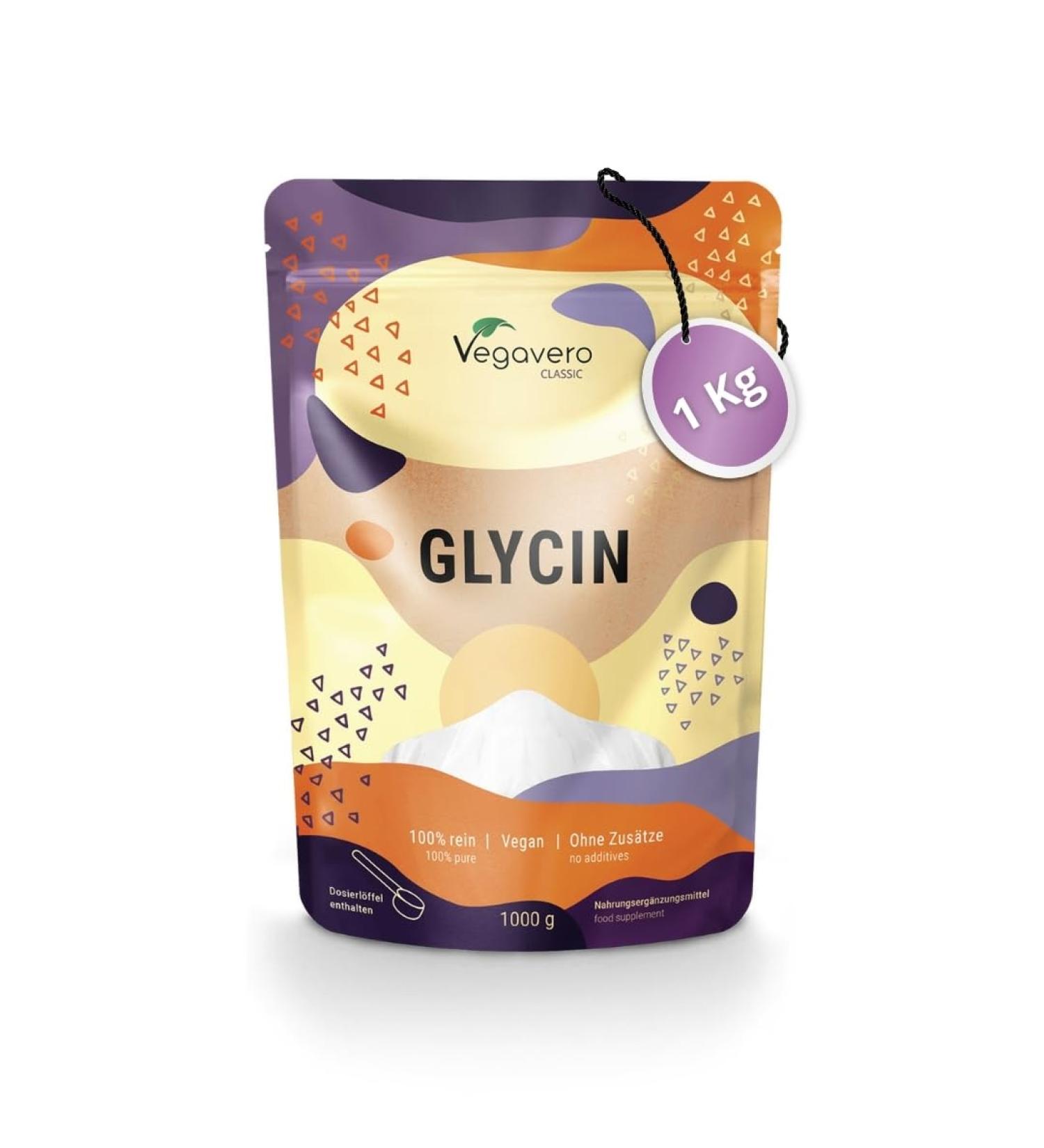 Glycine Powder Vegavero | 1000g (1kg) | 100% Pure No Additives and Vegan | Laboratory Analyzed | Collagen Synthesis & Sleep Aid | With Measuring Spoon - Buy Online on GoSupps.com