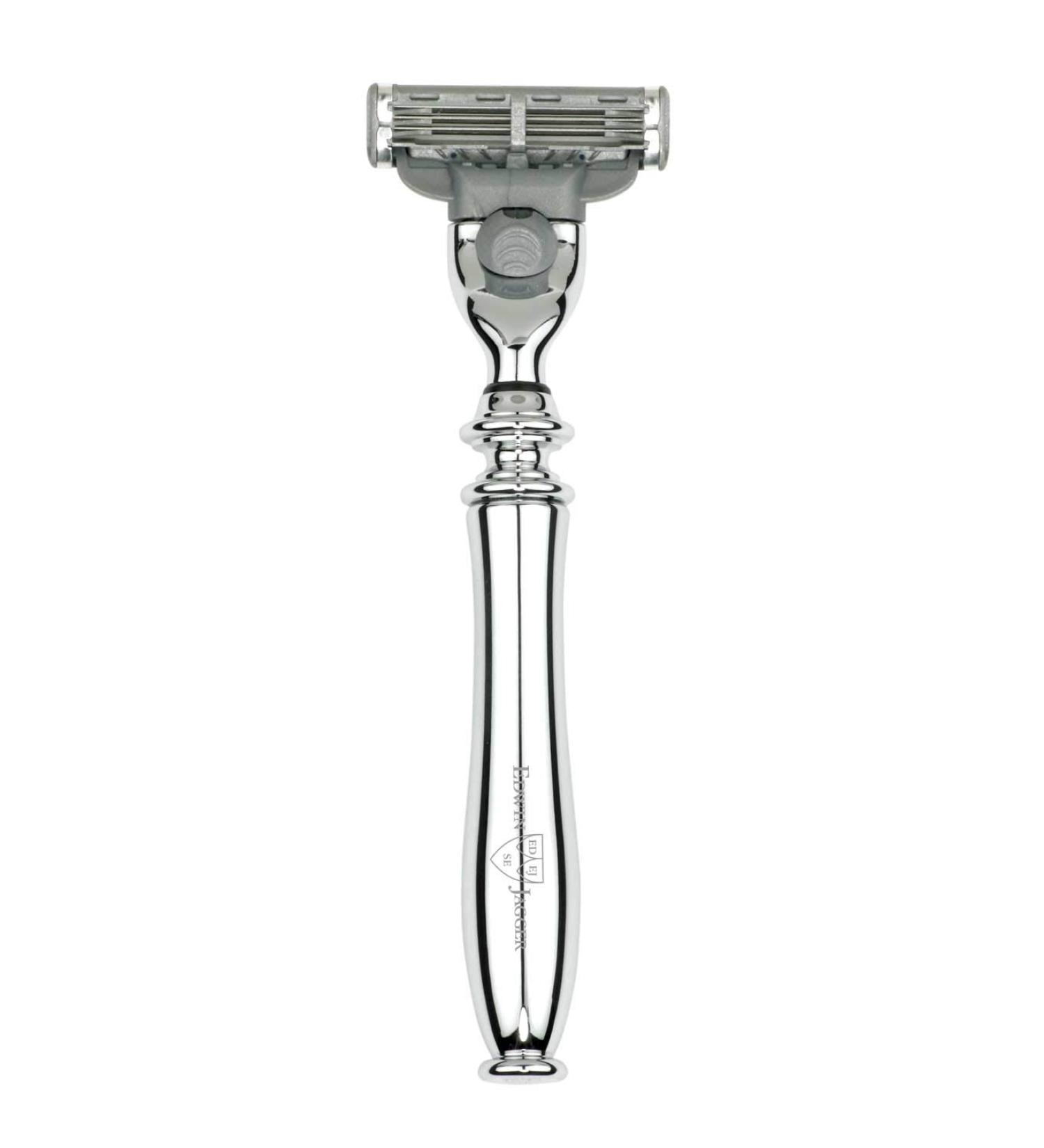 Edwin Jagger Chatsworth Razor - Compatible with Gillette Mach 3 Cartridges | Premium Chrome Shaving Product - Buy Internationally - Buy Online on GoSupps.com