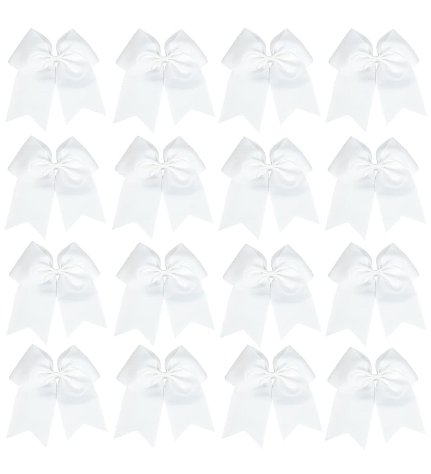 16 Pcs Large 8.0 Inches White Cheer Hair Bows Ponytail Holder Set - Hand-made Grosgrain Ribbon Hair Accessories for Teen Girls & College Sports - Buy Online on GoSupps.com