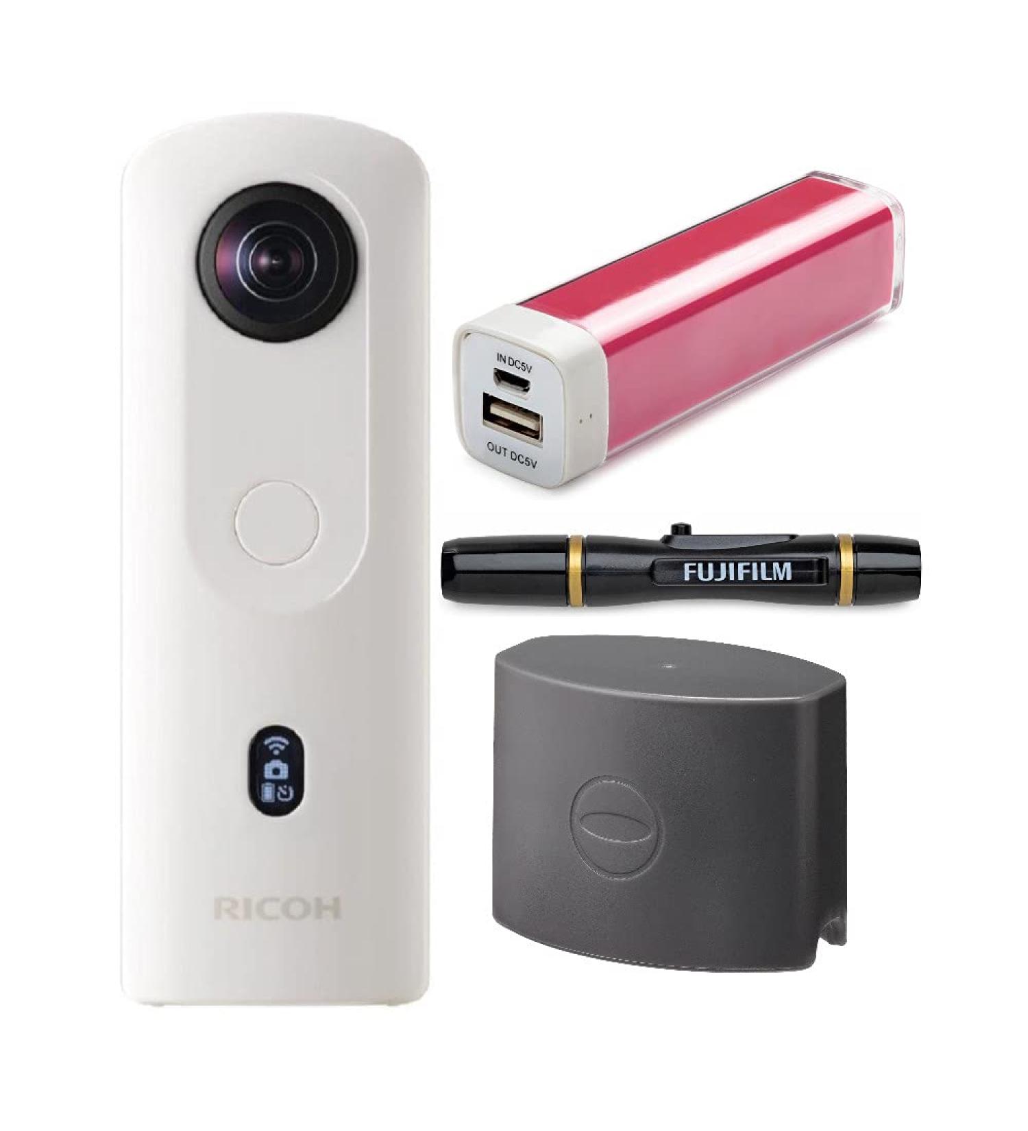 Ricoh Theta SC2 360-Degree 4K Spherical VR Camera Bundle with Power Bank, Lens Cap, and Pen - White (4 Items) - Buy Online on GoSupps.com