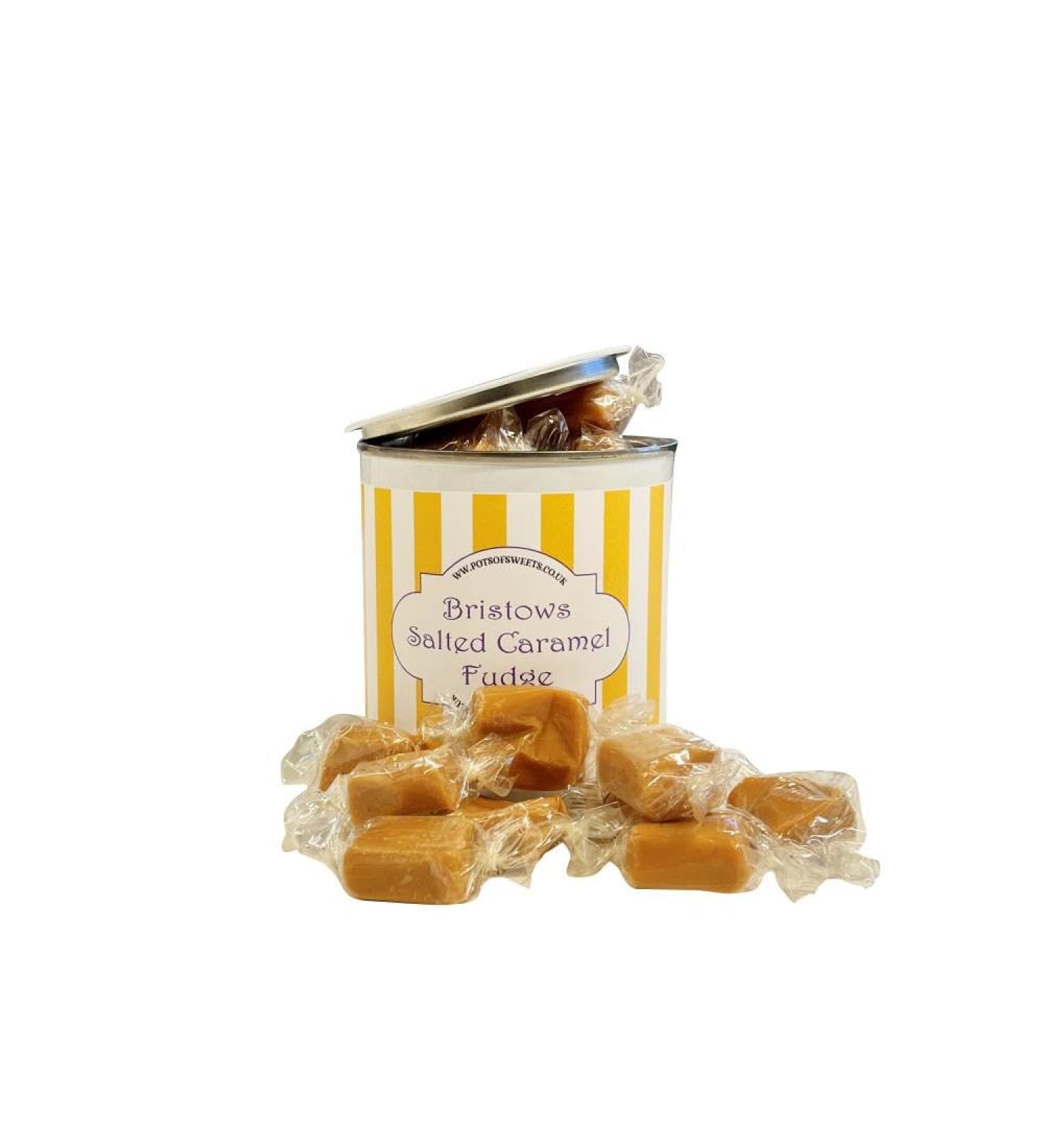 Personalized Customise With Your Own Message 250g Paint Pot Tin of Bristow's Salted Caramel Fudge - Buy Online on GoSupps.com
