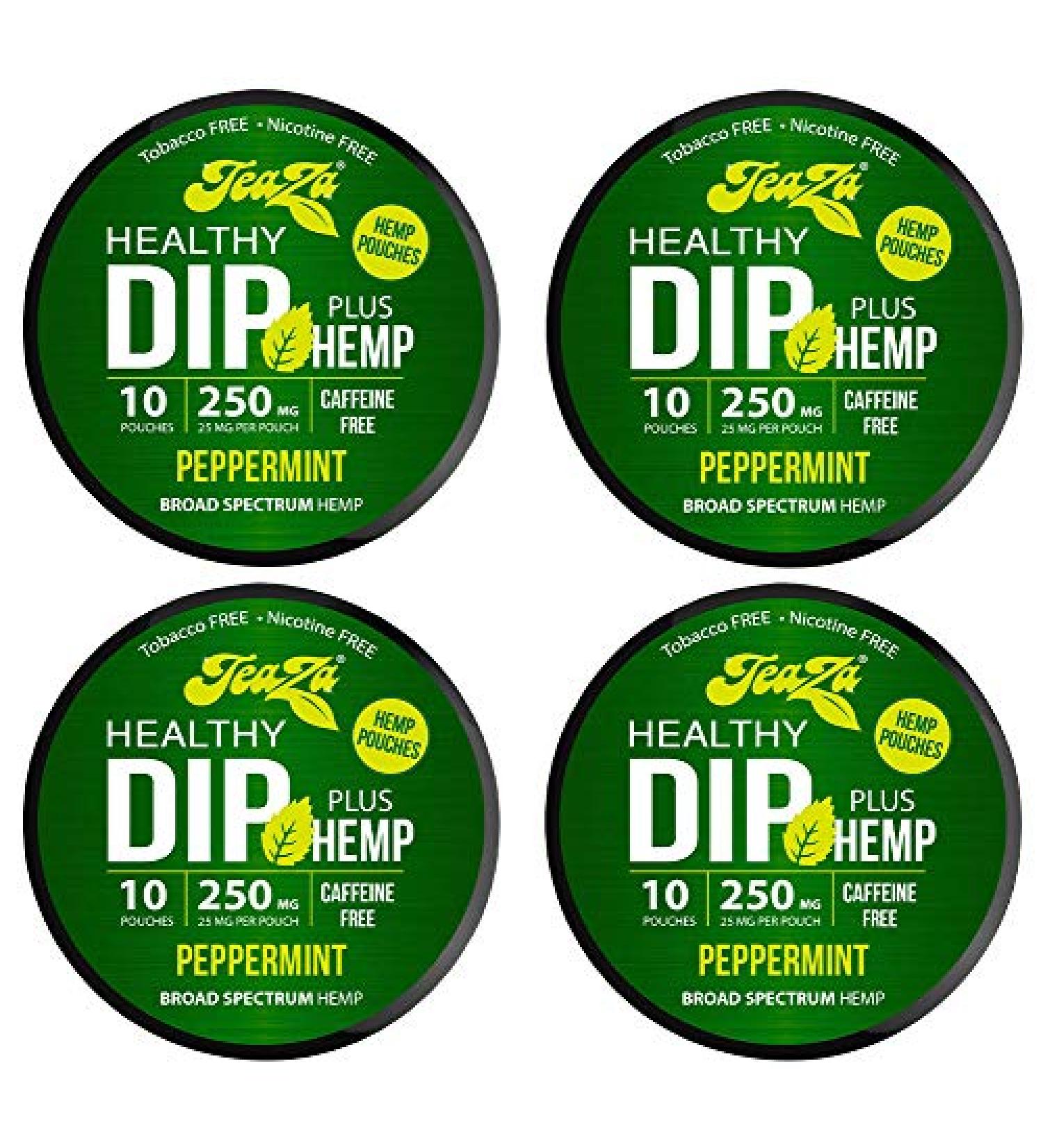 TeaZa Energy Hemp Herbal Pouches - Peppermint Flavor | Nicotine and Caffeine Free Alternative to Chewing Tobacco | 4 Pack x 10 Count - Buy Online on GoSupps.com