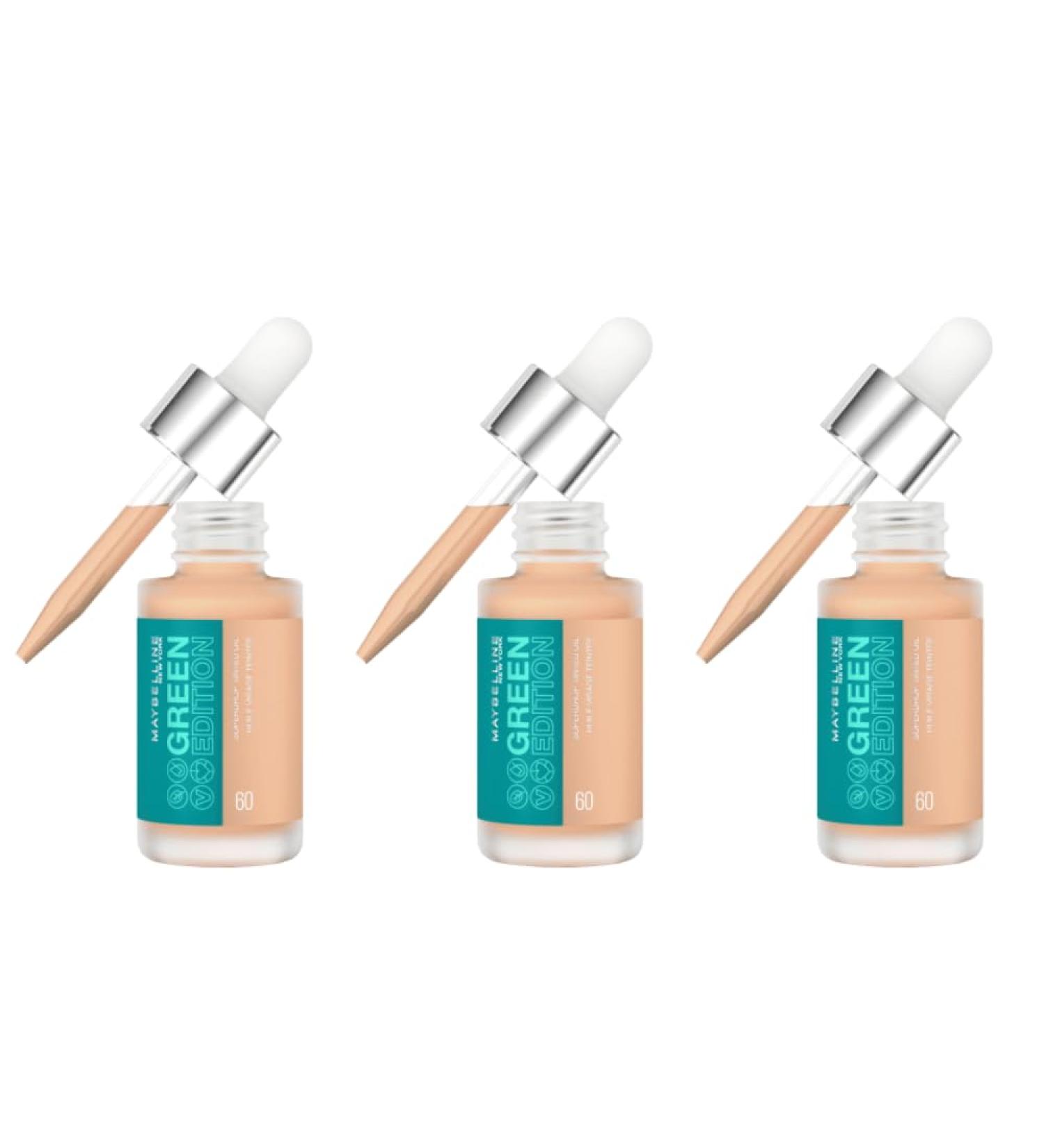 Maybelline New York Green Edition Superdrop Tinted Oil Foundation, 20 ml, Shade 60 (Pack of 3)