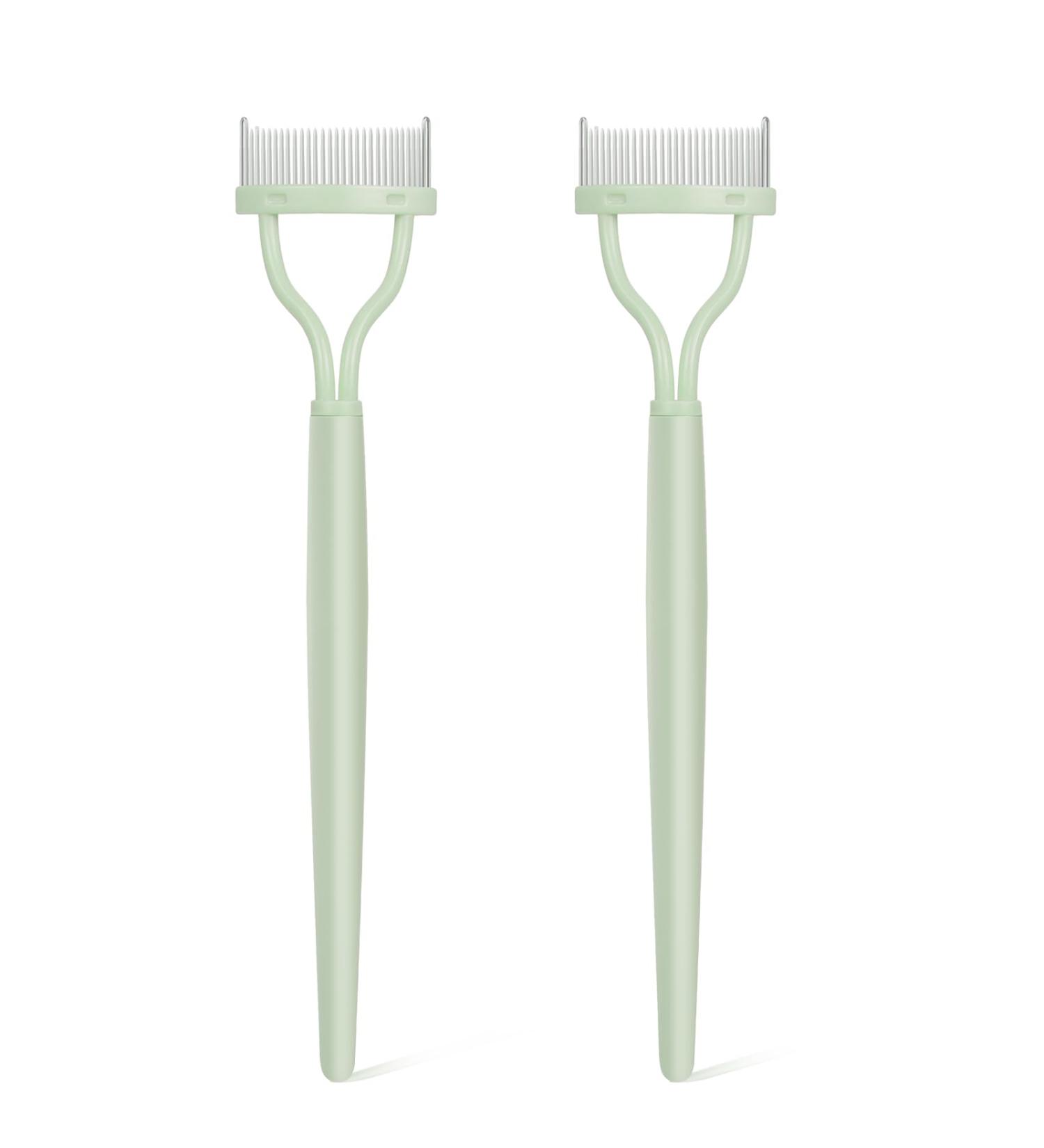 Eyelash Comb Eyelash Curler Makeup Mascara Applicator Eyelash Definer Eyebrow Brush Metal Teeth Eye Lash Tool LSSZ-E Light Green 12 - Buy Online on GoSupps.com