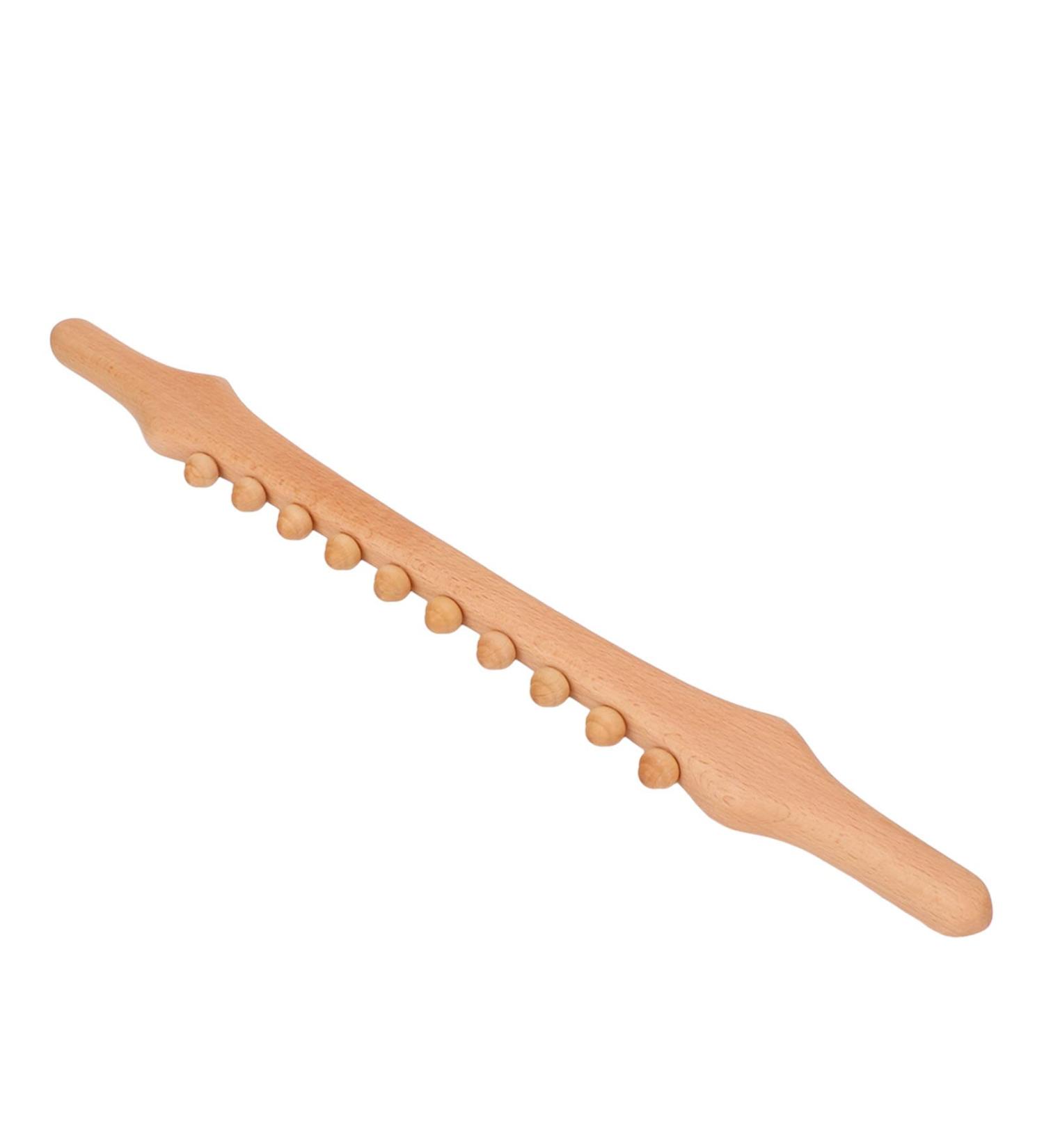 Body Gua Sha Stick - Wooden Scraper for Meridian Massage | Relieve Tiredness & Soothe Neck Shoulders Back & Limbs - 10 Pearl Design - Buy Online on GoSupps.com